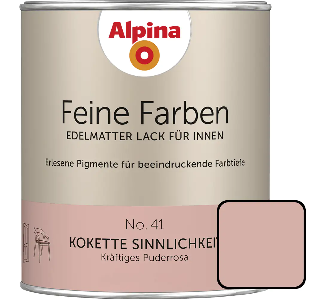 Alpina Feine Farben Lack No. 41 Kokette Sinnlichkeit  puderrosa edelmatt 750 ml Alpina Feine Farben Lack No. 41 Kokette Sinnlichkeit  puderrosa edelmatt 750 ml