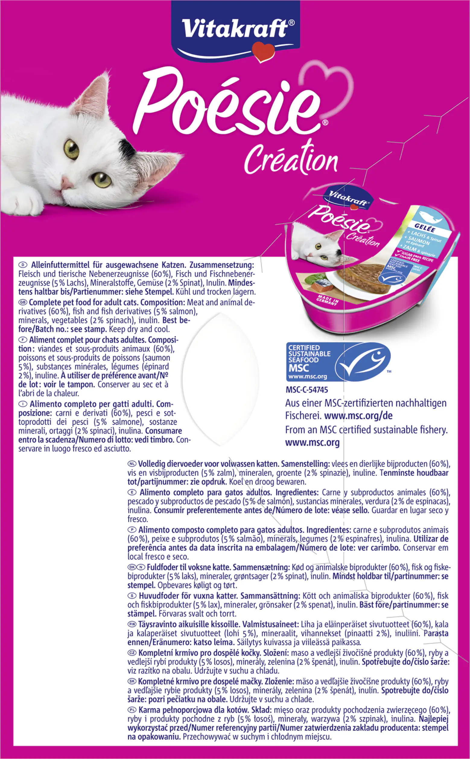 Vitakraft Poésie Katzenfutter Gelée Wild & Lachs 6 x 85 g