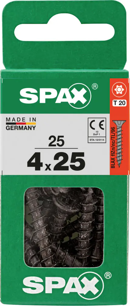 Spax Universalschrauben 4 x 25 mm T20 Vollgewinde - 25 Stk.  Spax Universalschrauben 4 x 25 mm T20 Vollgewinde - 25 Stk.
