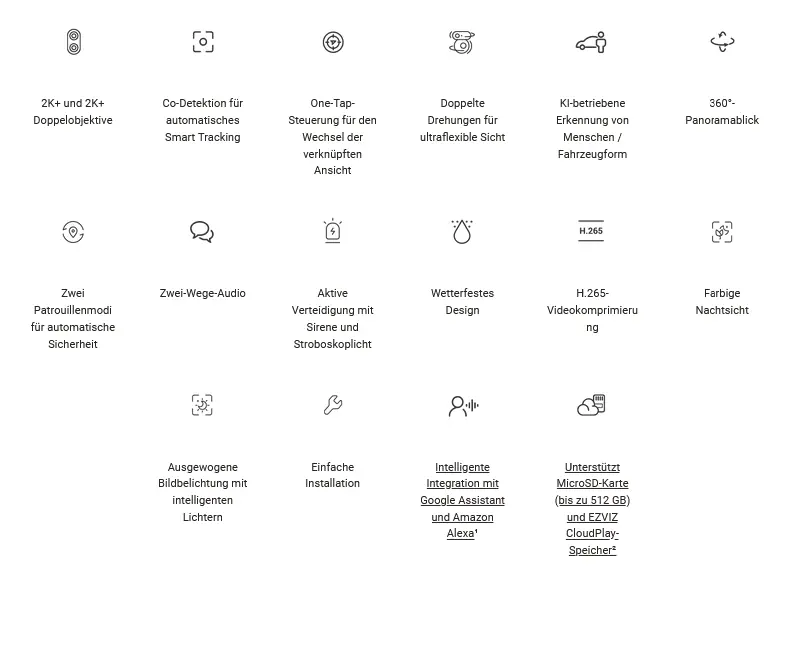 Ezviz Überwachungskamera mit Mikrofon & Lautsprecher H90 2K+ Dual Lenses
