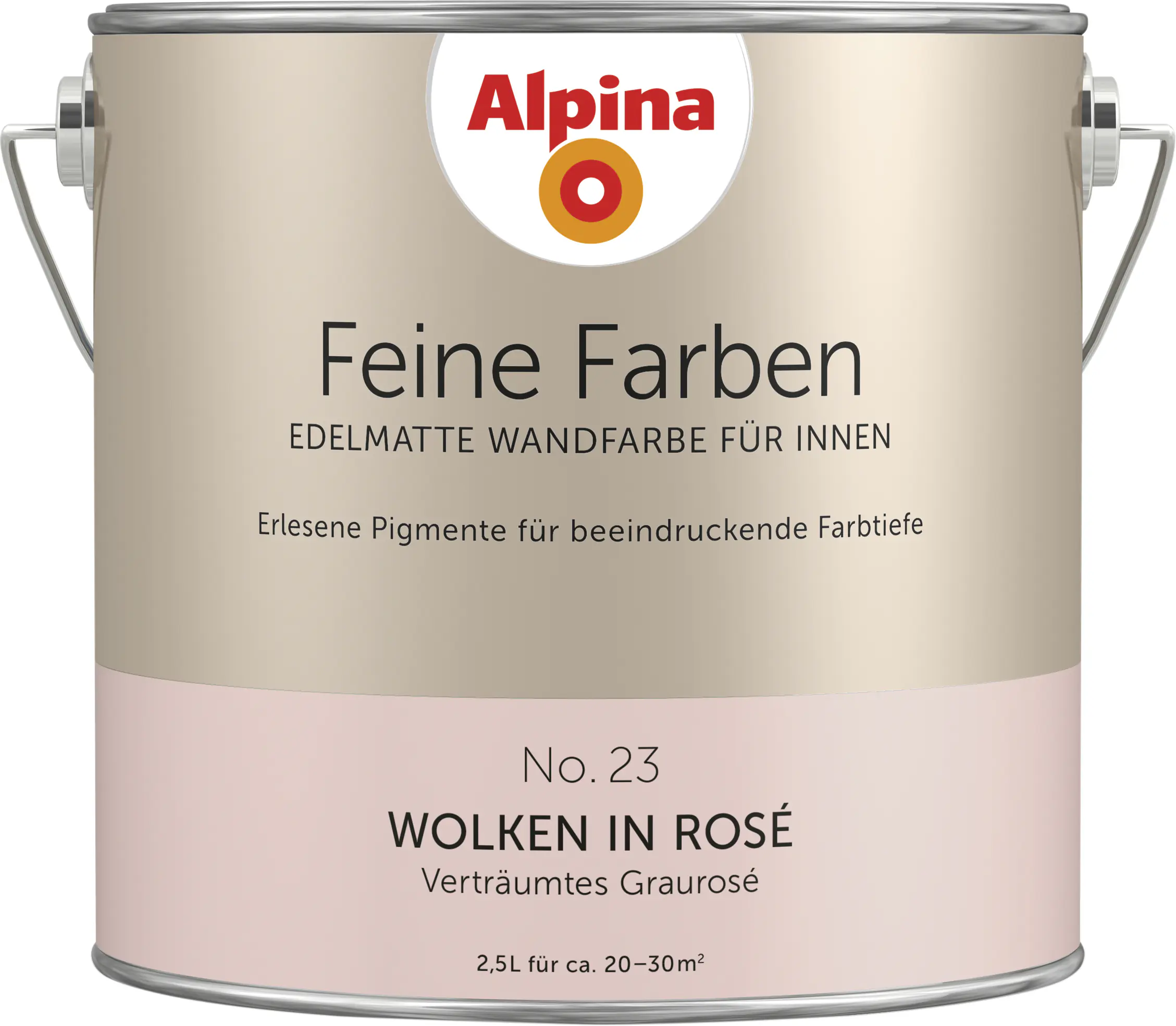 Alpina Feine Farben Wandfarbe No. 23 Wolken in Rosê - verträumtes graurosé 2,5 L