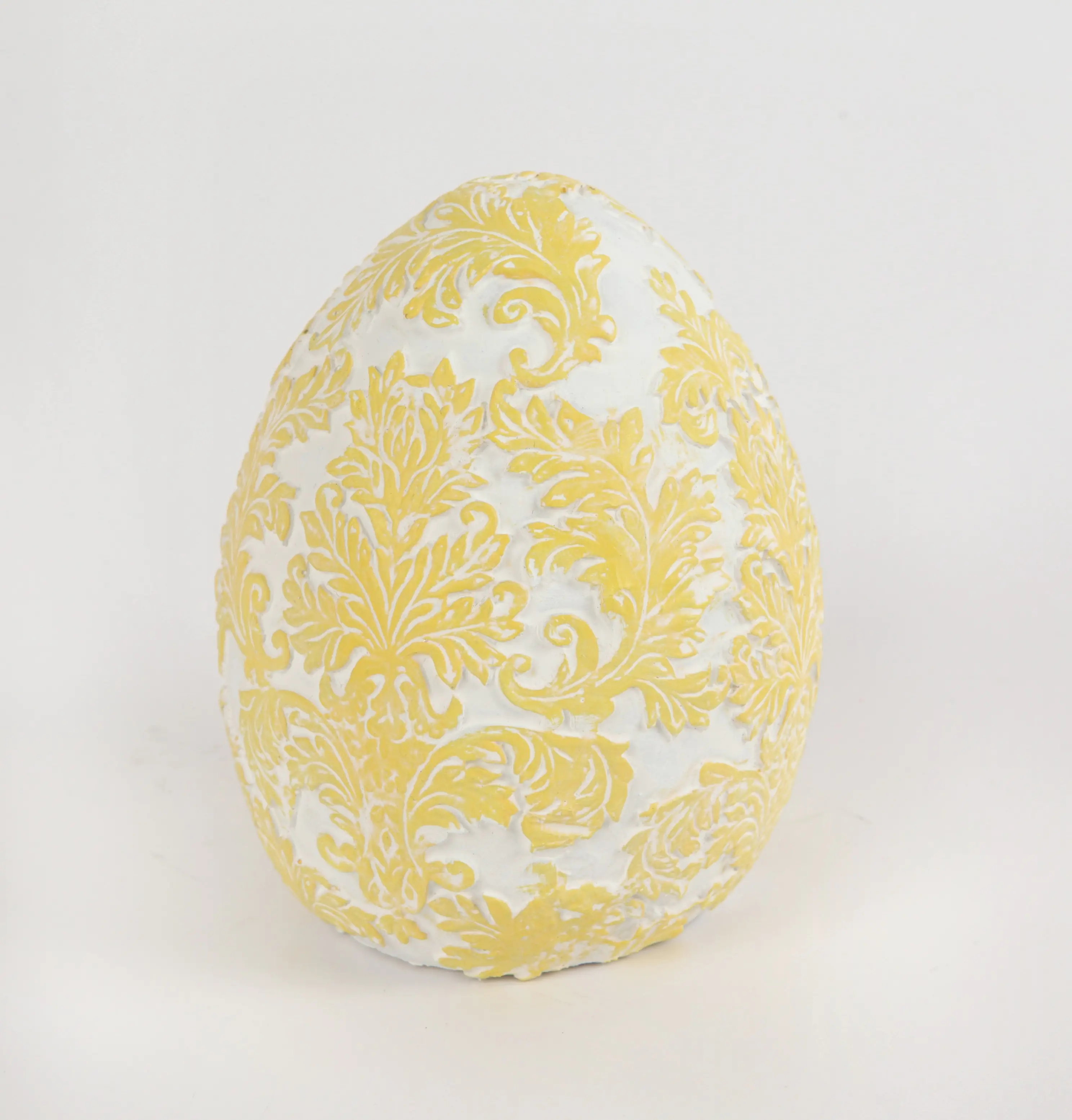 TrendLine Deko-Osterei Polyresin 12 cm weiß-gelb