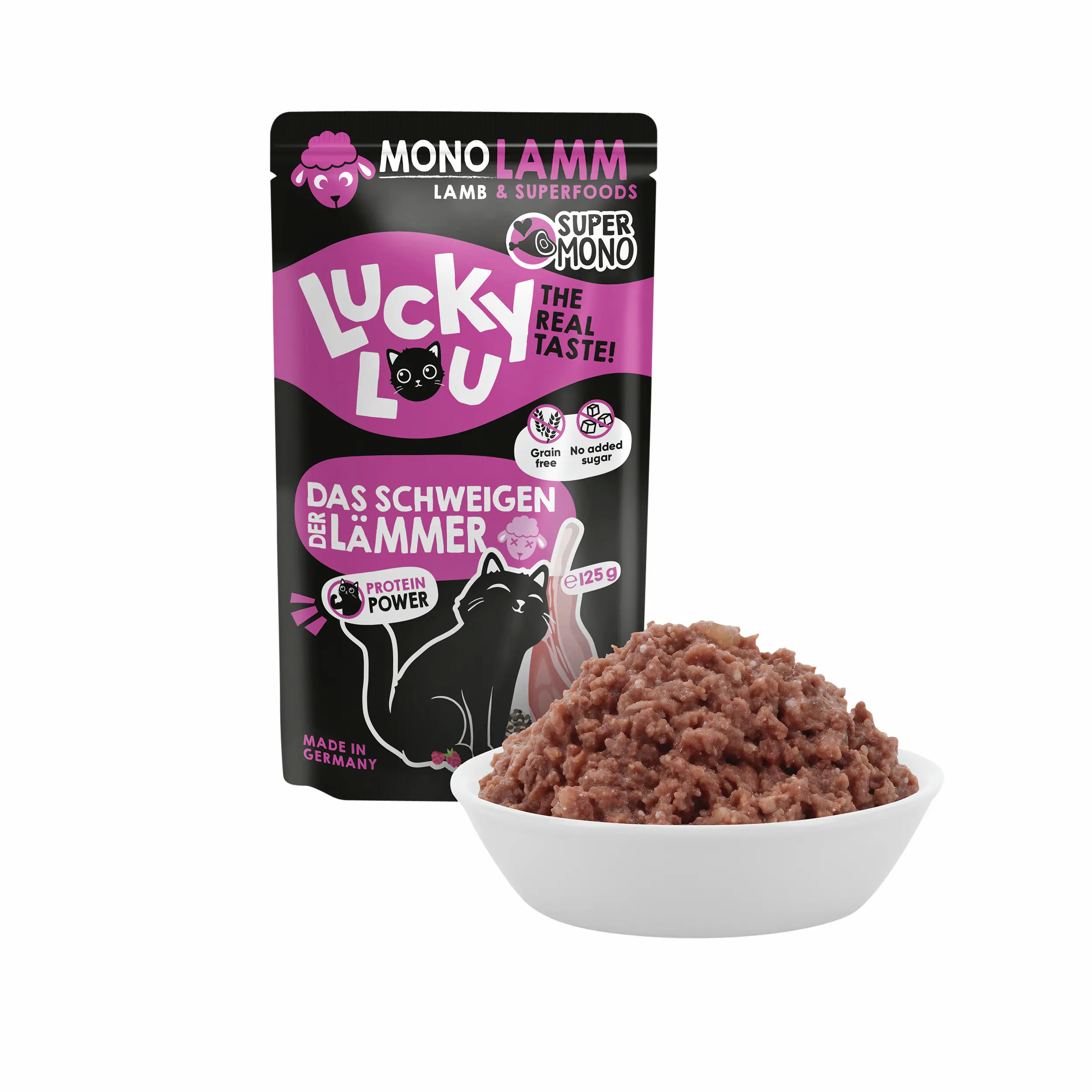 Lucky Lou SuperMono Katzennassfutter Adult getreidefrei 125 g Lamm