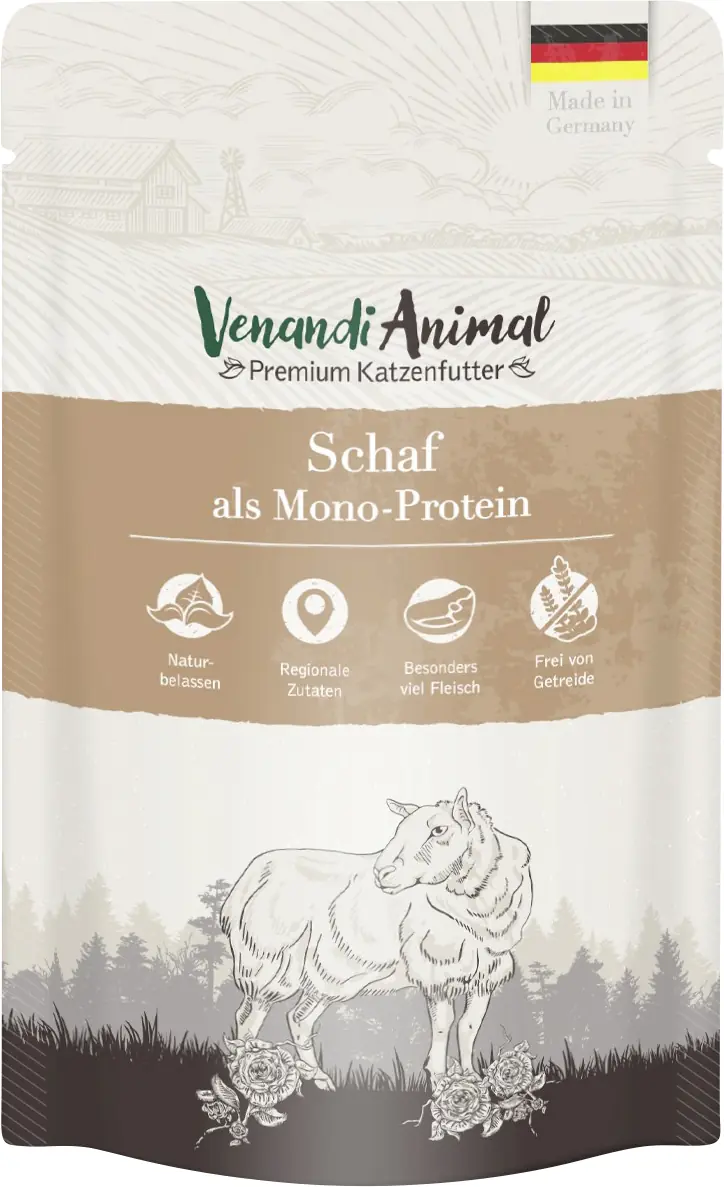 Venandi Katzennassfutter Adult getreidefrei 125 g Cat Mono Schaf