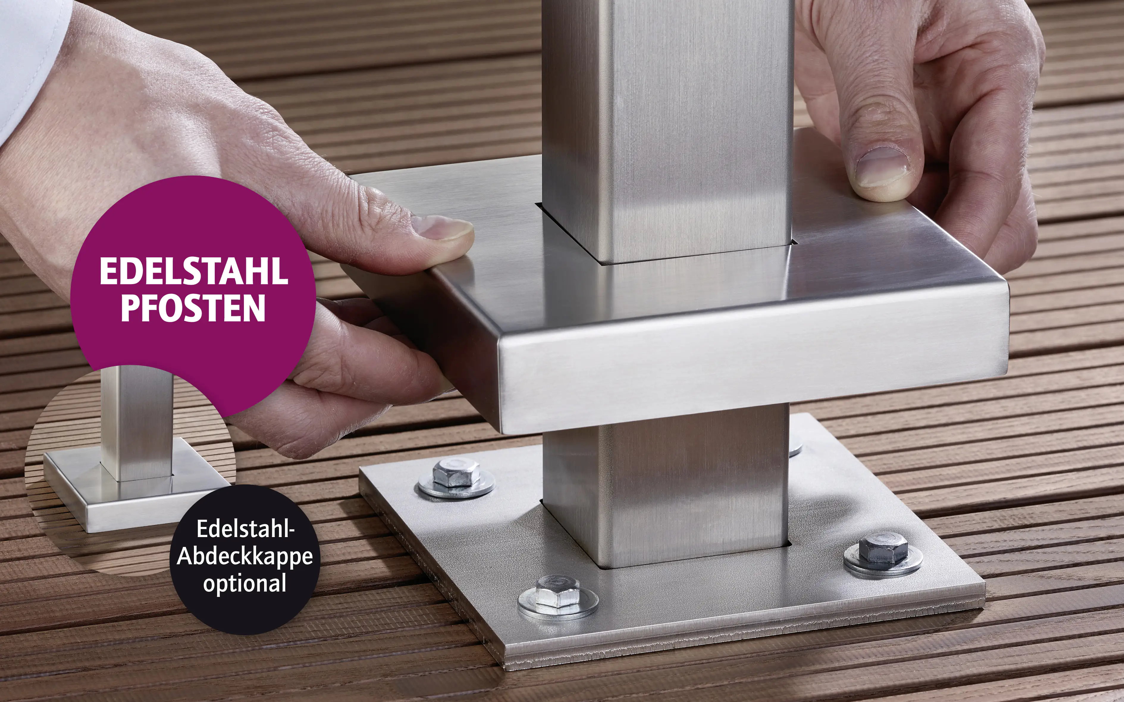 Ambiente Anfangspfosten-Set zum ANSCHRAUBEN 187 cm 6 x 6 cm Edelstahl V2A Ambiente Anfangspfosten-Set zum ANSCHRAUBEN 187 cm 6 x 6 cm Edelstahl V2A