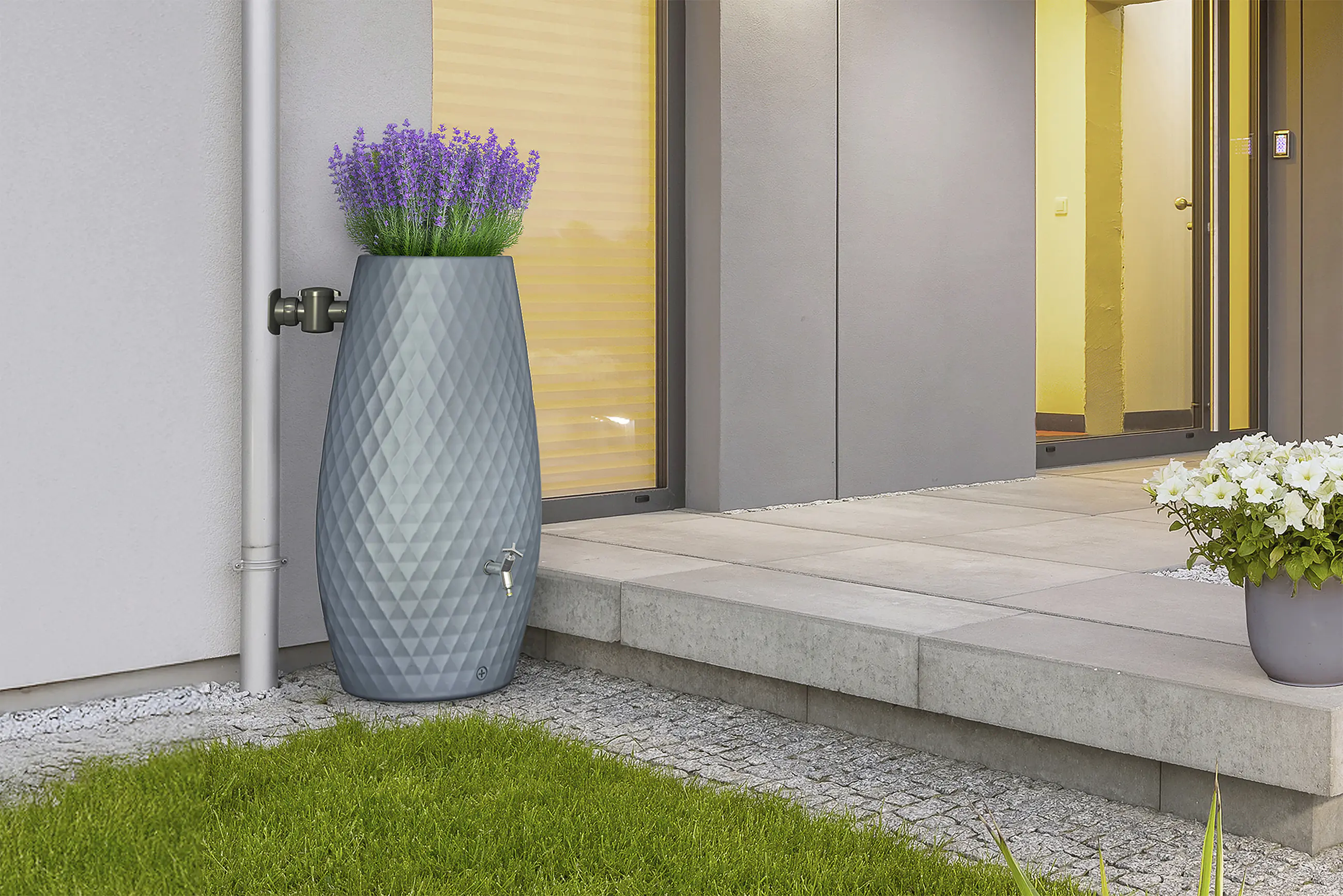 Garantia Regentonne Triagon 2in1 oval inkl. Pflanzschale 230 L agave 