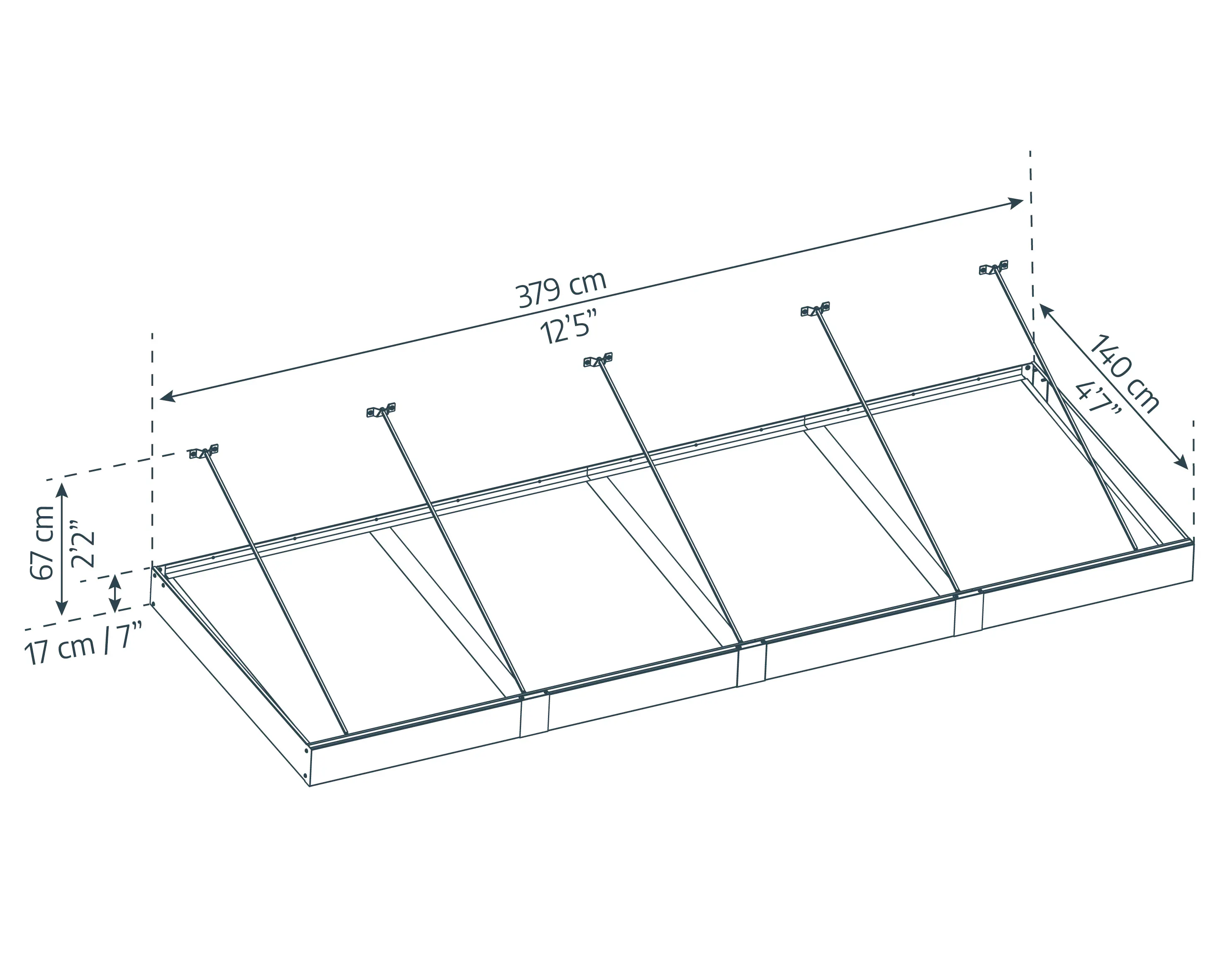 Canopia Vordach Sophia XL 4000  Grau Alu 378 x 140 cm