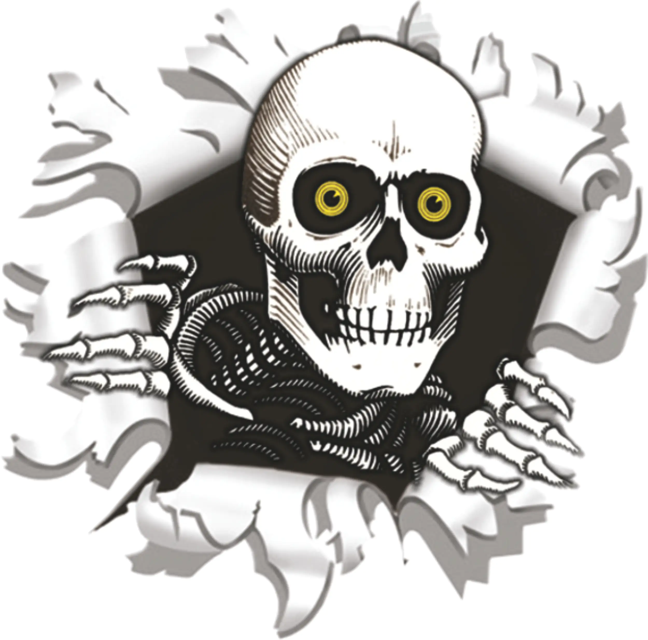 Hermann Schütz Aufkleber Einschussloch 90mm Motiv Totenkopf 80x80mm