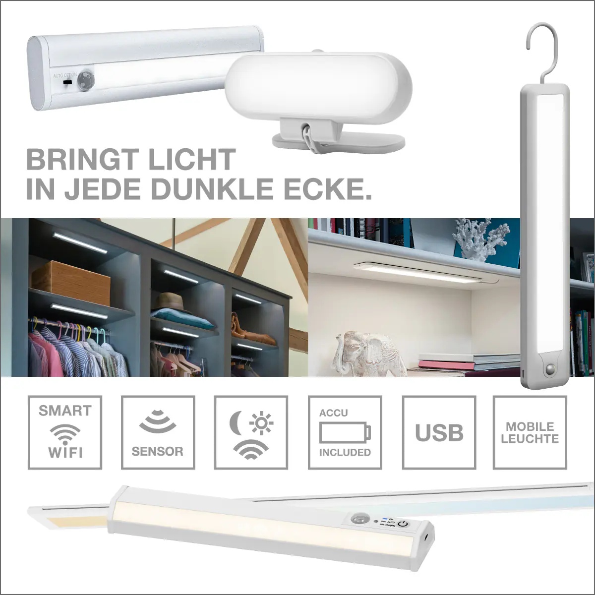 Osram LED Unterbauleuchte Linear Angle rahmenlos Sensor 55 cm dimmbar weiß