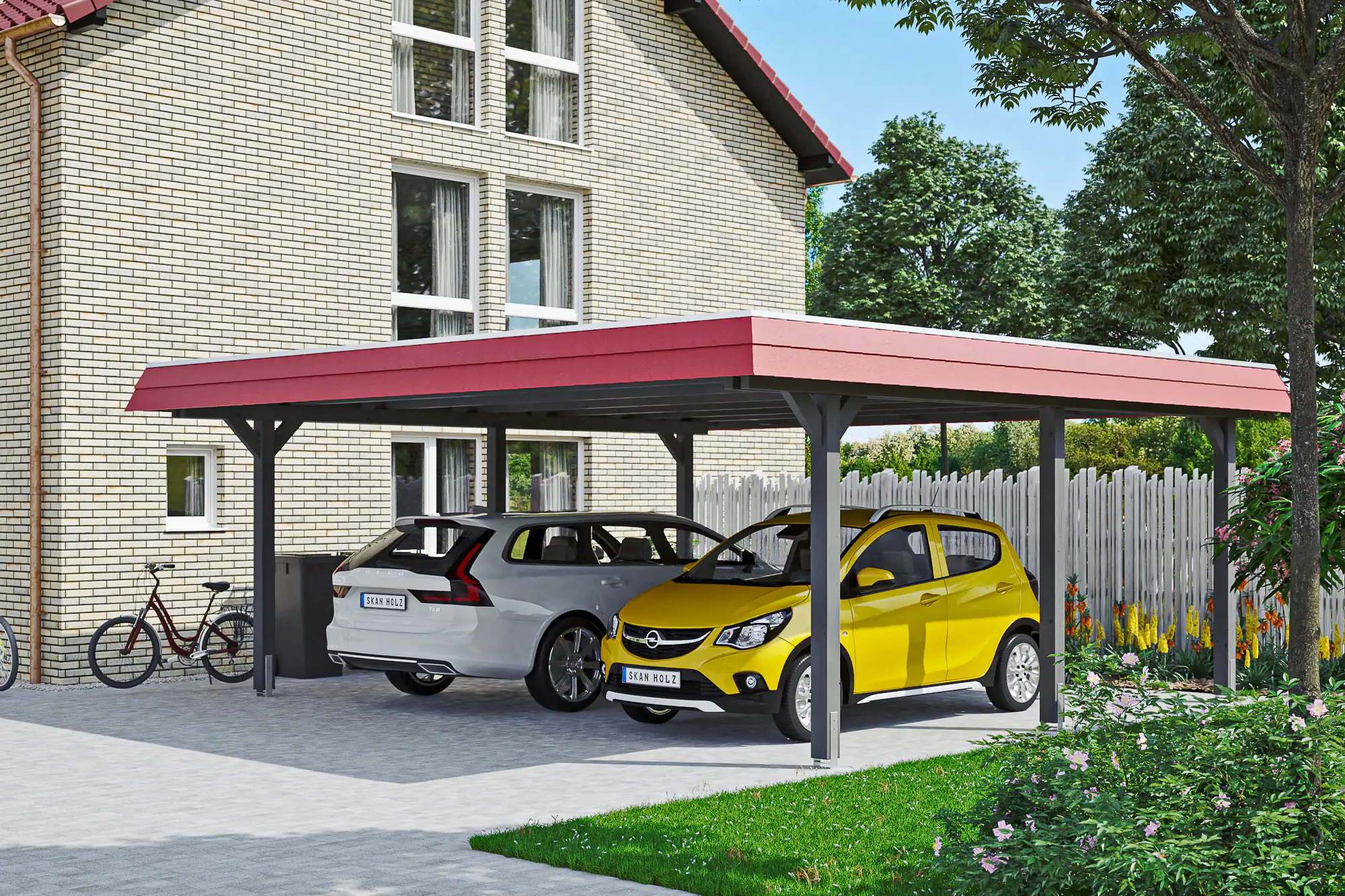 SKAN HOLZ Carport Wendland 630 x 637 cm mit Aluminiumdach