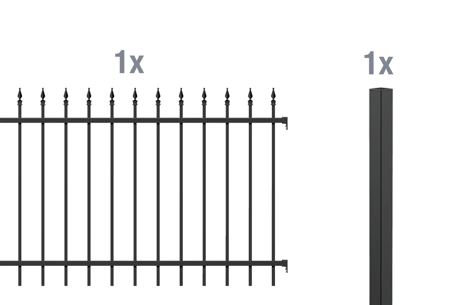 Alberts Komplettset Zaun Chaussee 2 m 120 cm matt schwarz zE Alberts Komplettset Zaun Chaussee 2 m 120 cm matt schwarz zE