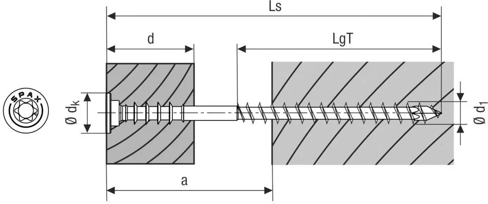 Spax Justierschrauben 6 x 70 mm T30 Teilgewinde - 25 Stk.