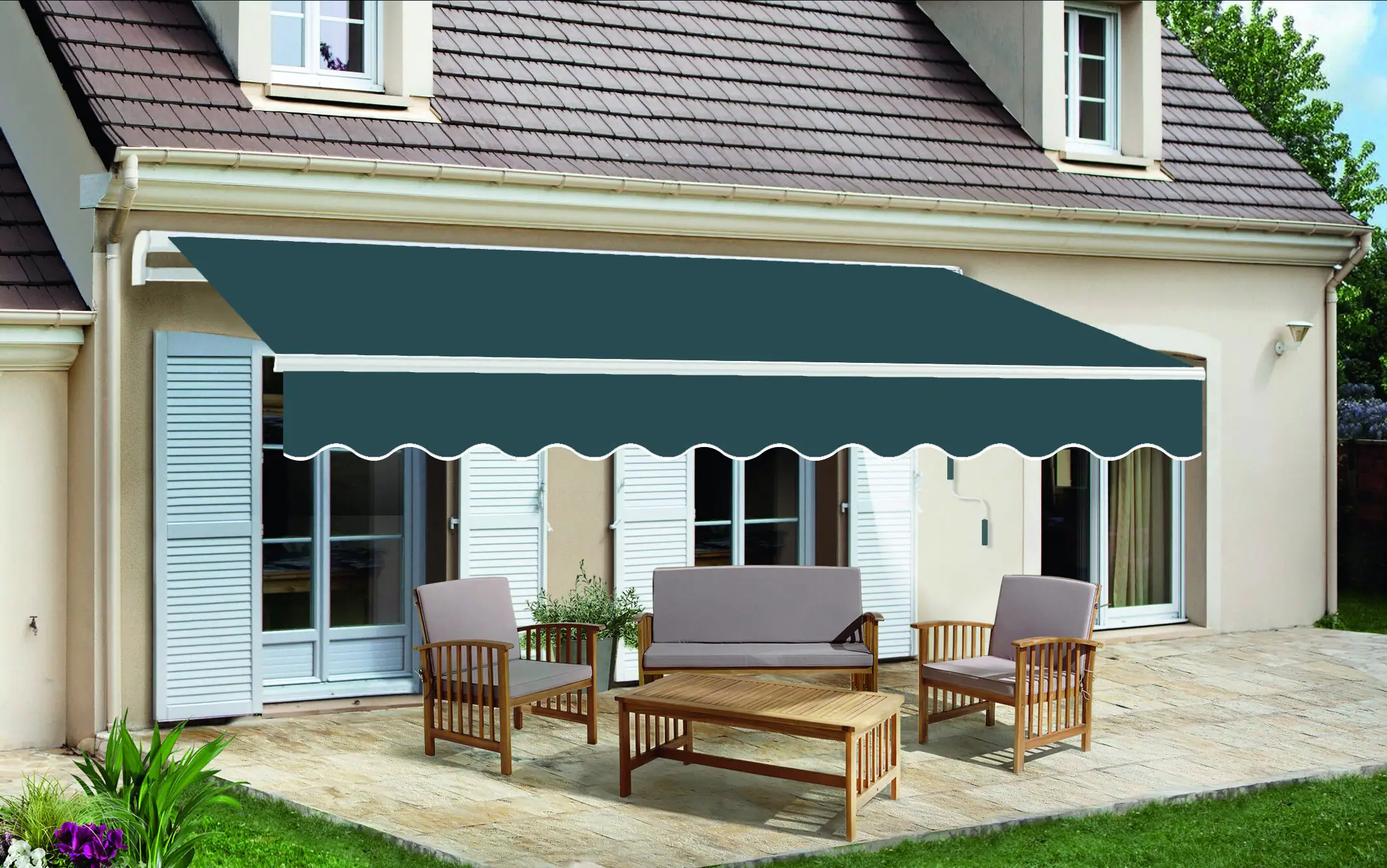 TrendLine Gelenkarm-Markise 4 x 2,5 m anthrazit-weiß