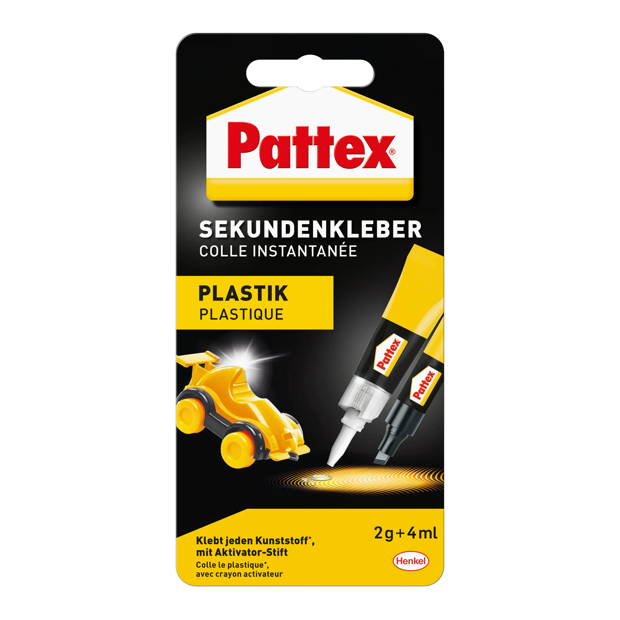 Pattex Sekundenkleber Plastix Flüssig 2 g + 4 ml Aktivator Stift, klar & farblos Pattex Sekundenkleber Plastix Flüssig 2 g + 4 ml Aktivator Stift, klar & farblos