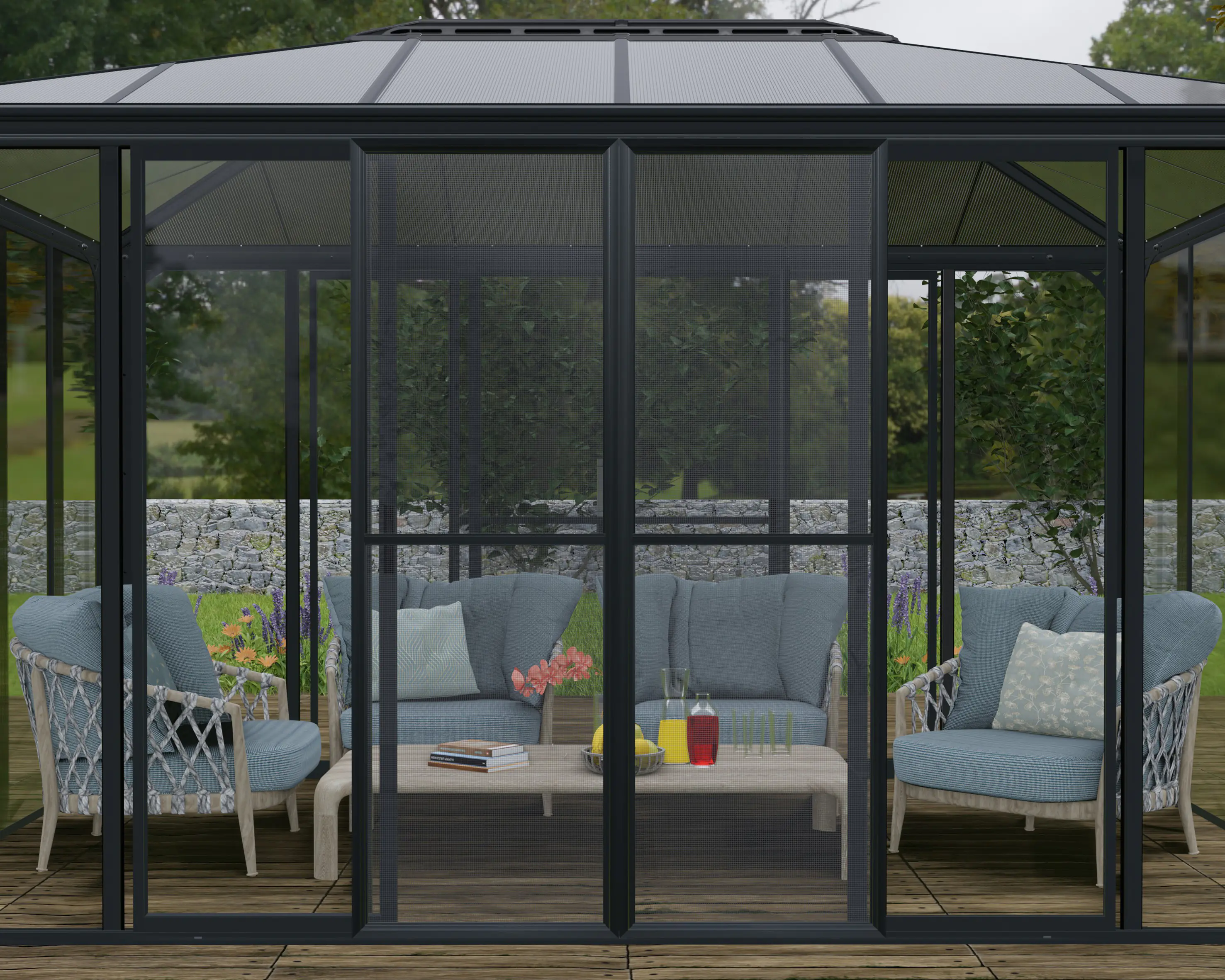 Canopia Pavillon Fliegengittertür Ledro 137 x 205 cm Alu grau