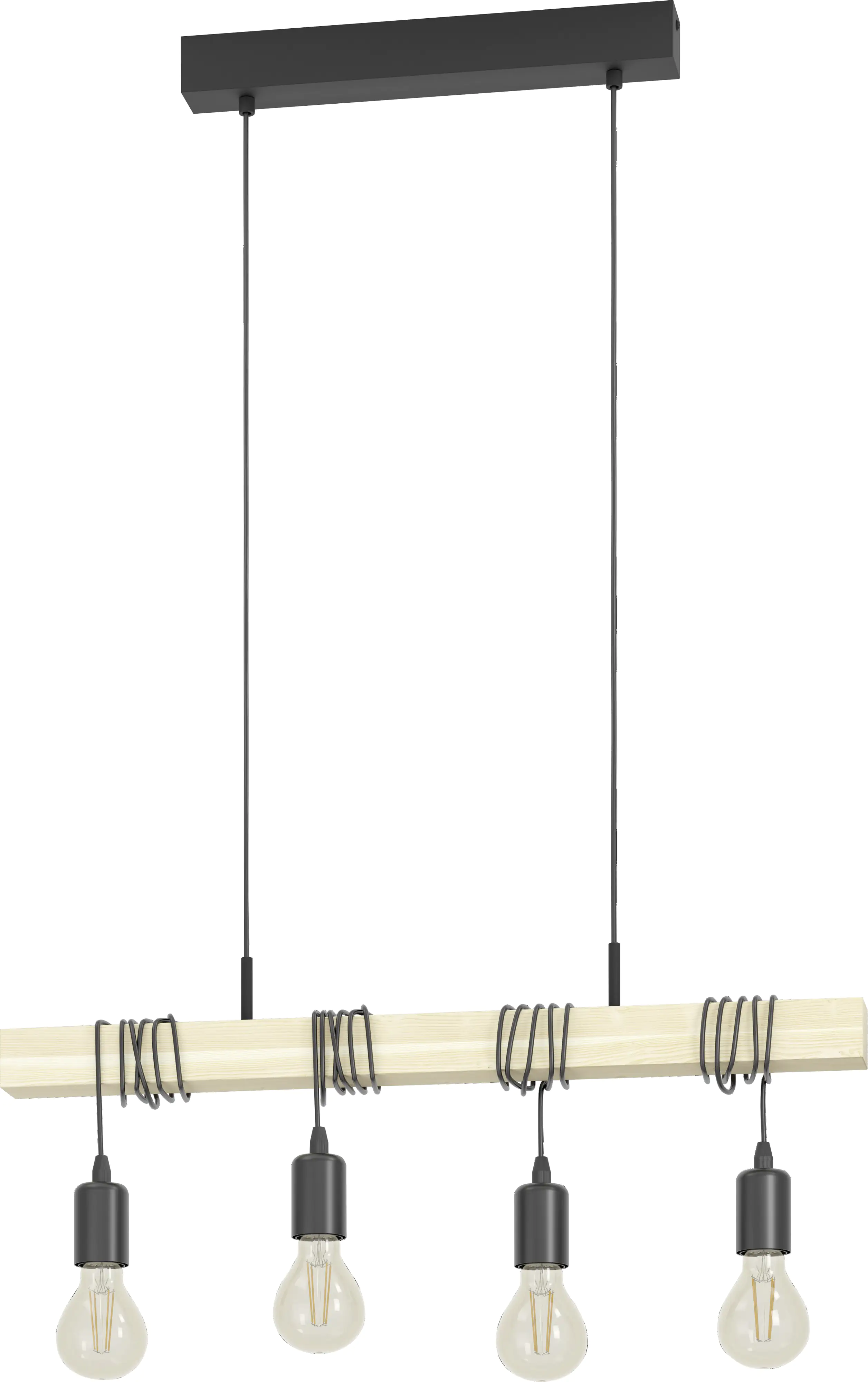 Eglo 4er Hängeleuchte Townshend schwarz natur 70 x 10,5 x 110 cm E27