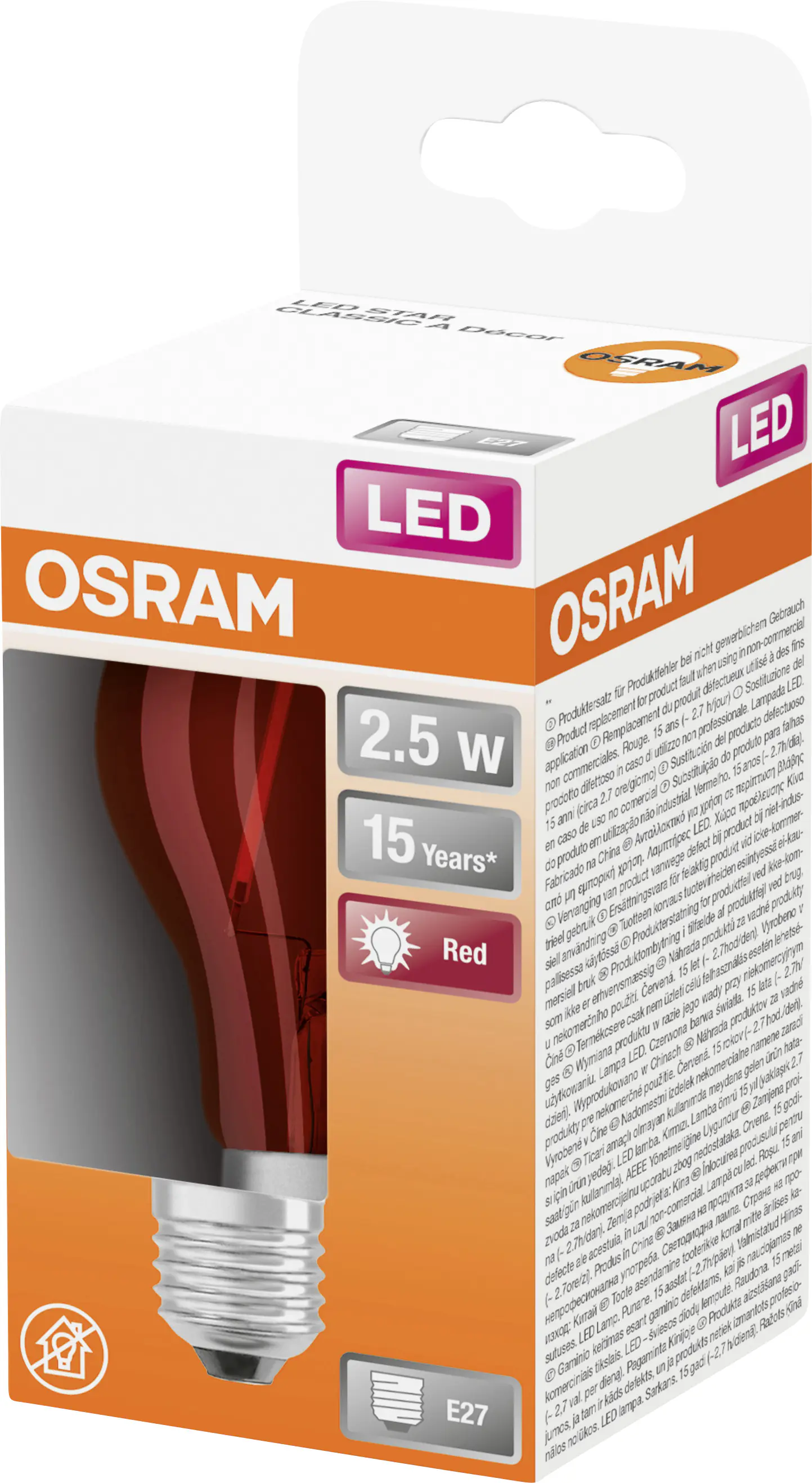 Osram LED Leuchtmittel Star Classic A 15 Decor E27 2,5W warmweiß, klar Osram LED Leuchtmittel Star Classic A 15 Decor E27 2,5W warmweiß, klar