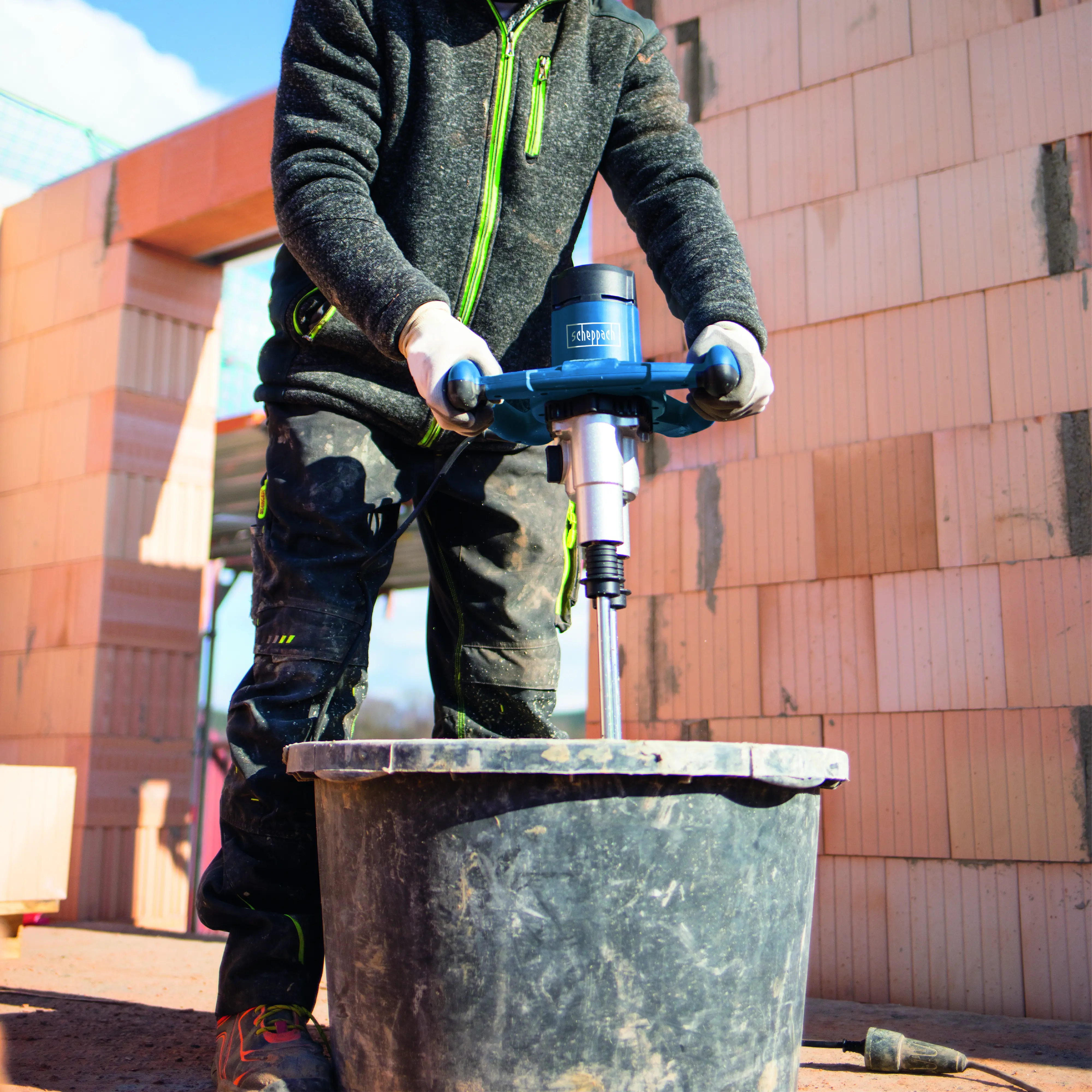 Scheppach Doppel Farb- und Mörtelrührwerk PM1800D 1800 W 790 U/min 110 x 570 mm inkl. zwei Mixstäben