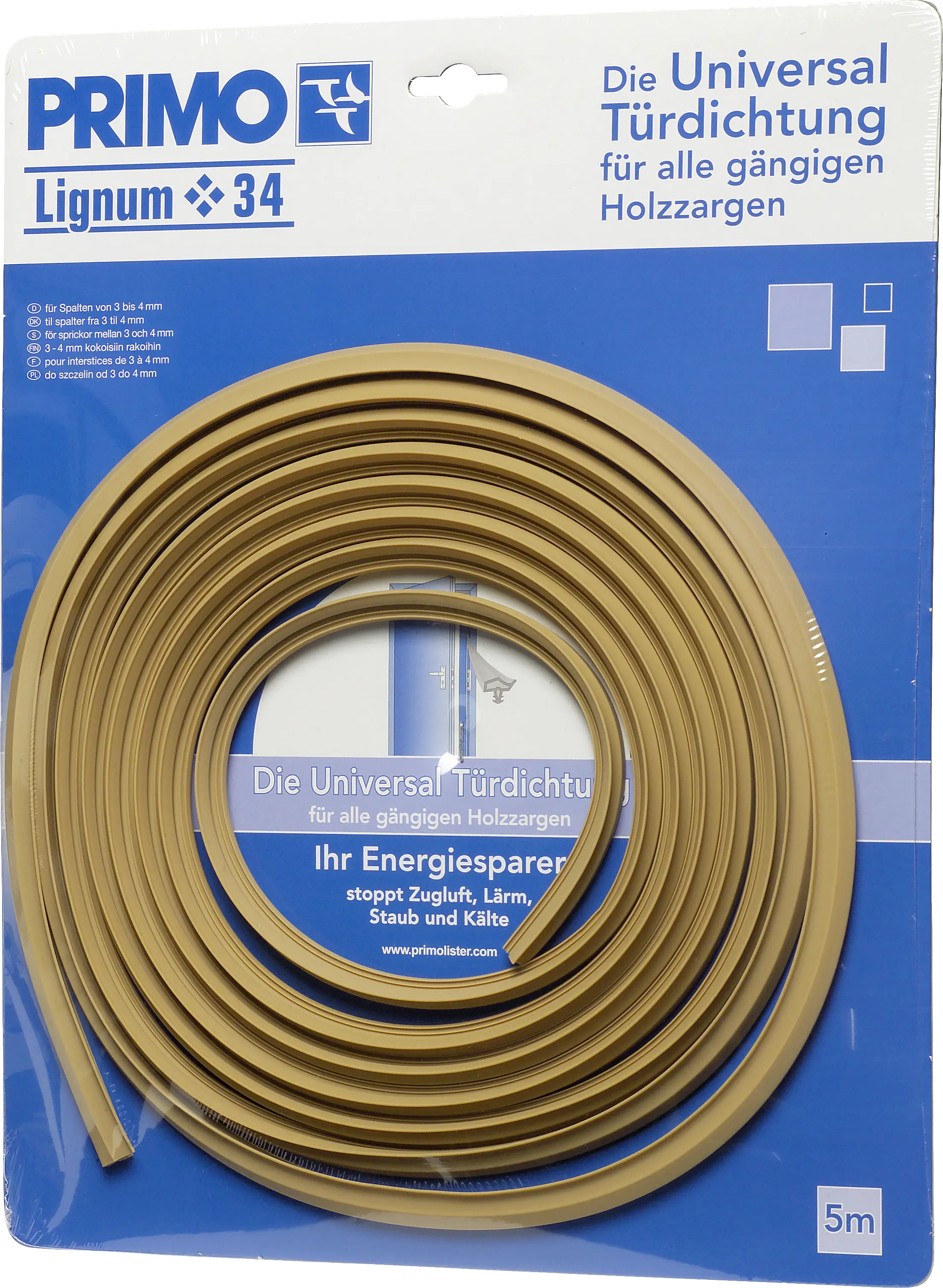 5709847081528_999074 Primo Universaldichtung Holzzarge Lignum 34 beige, 5 Meter