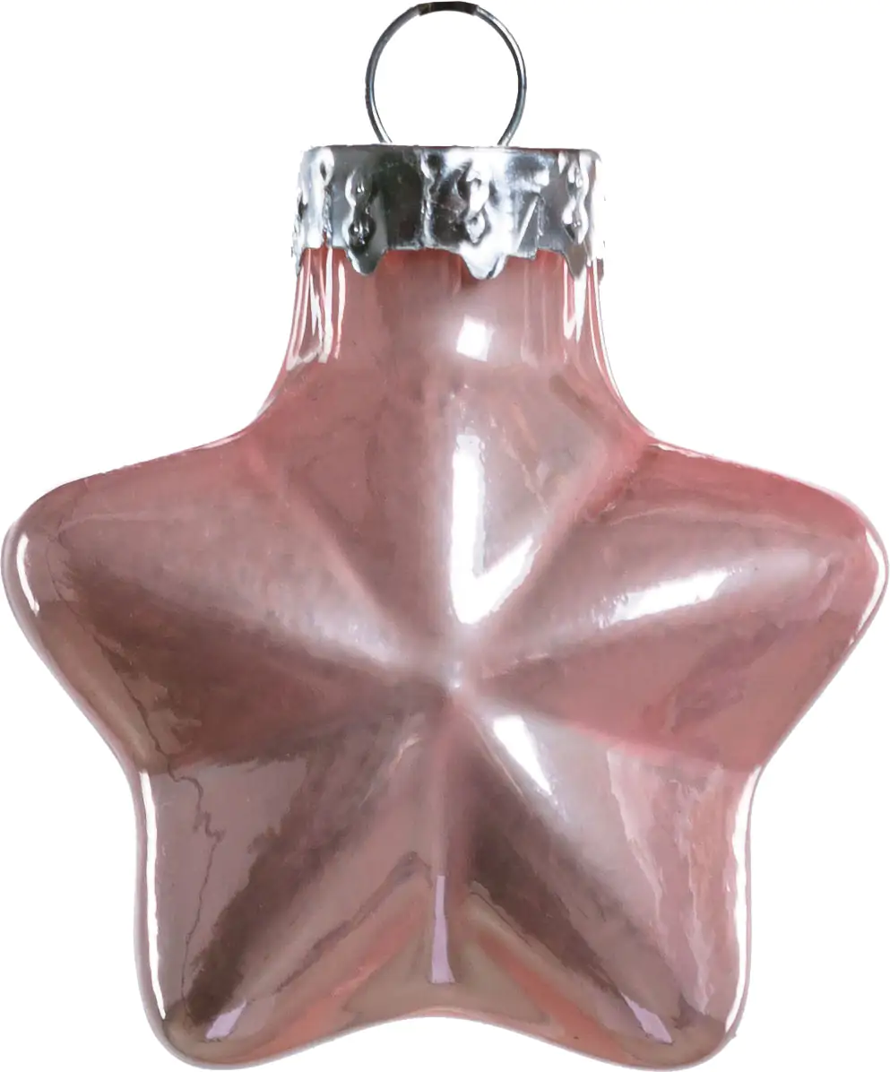 2076601546030_02 TrendLine Weihnachtskugeln Glas-Sterne 4 cm puderrosa 12 Stück