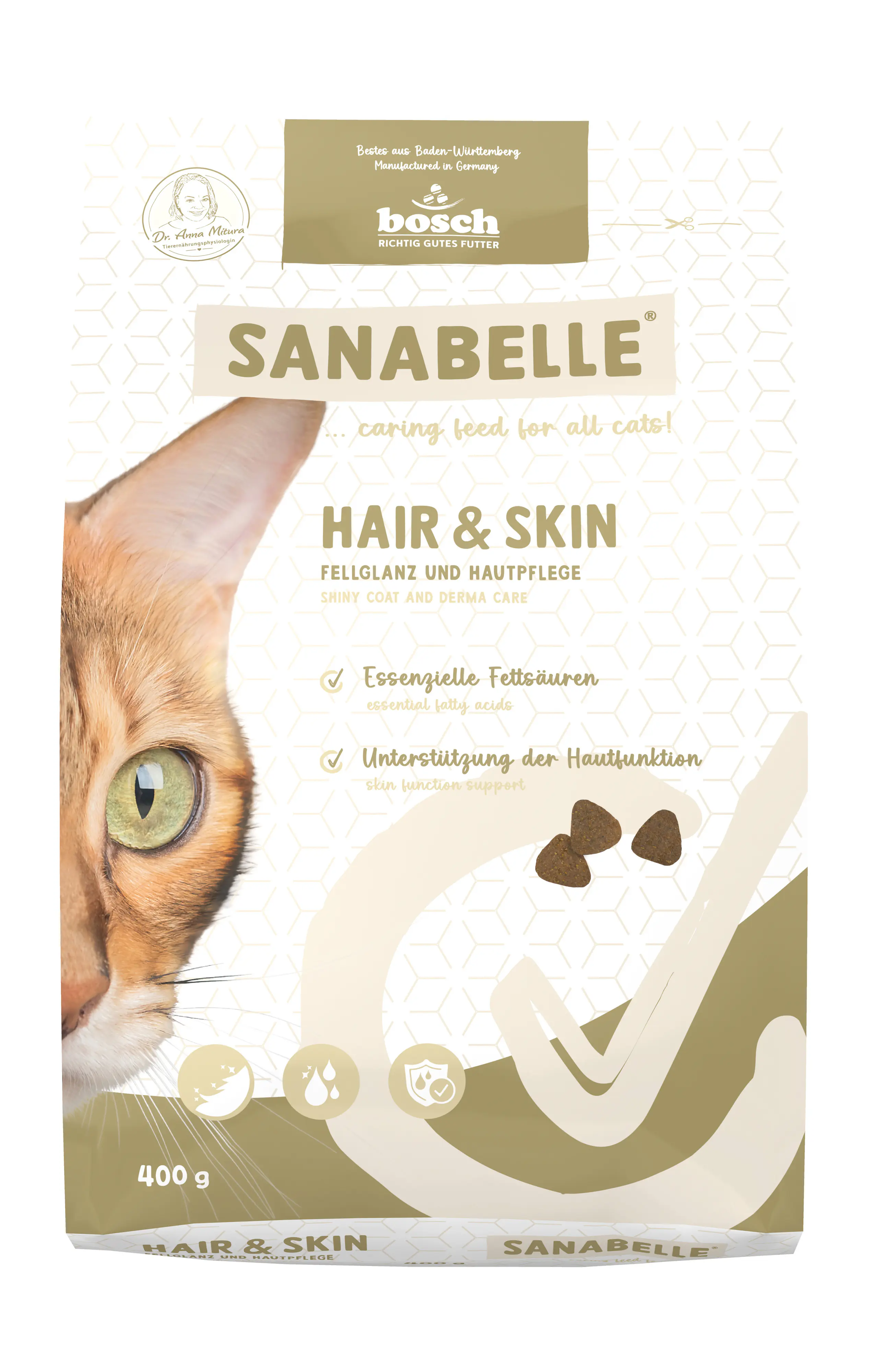 Sanabelle Katzentrockenfutter Adult Hair & Skin mit Geflügel & Lachsöl für Katzen mit empfindlicher Haut 400 g Sanabelle Katzentrockenfutter Adult Hair & Skin mit Geflügel & Lachsöl für Katzen mit empfindlicher Haut 400 g