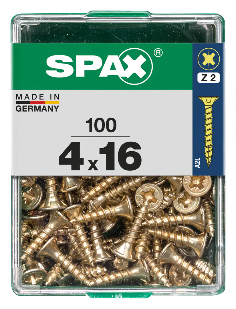 Spax Universalschrauben 4.0 x 16 mm PZ 2 - 100 Stk. Spax Universalschrauben 4.0 x 16 mm PZ 2 - 100 Stk.