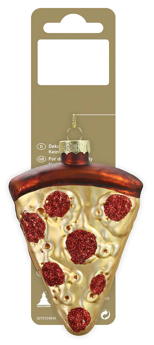 Weihnachtsanhänger Pizzastück aus Echtglas 7 x 10,3 cm Weihnachtsanhänger Pizzastück aus Echtglas 7 x 10,3 cm