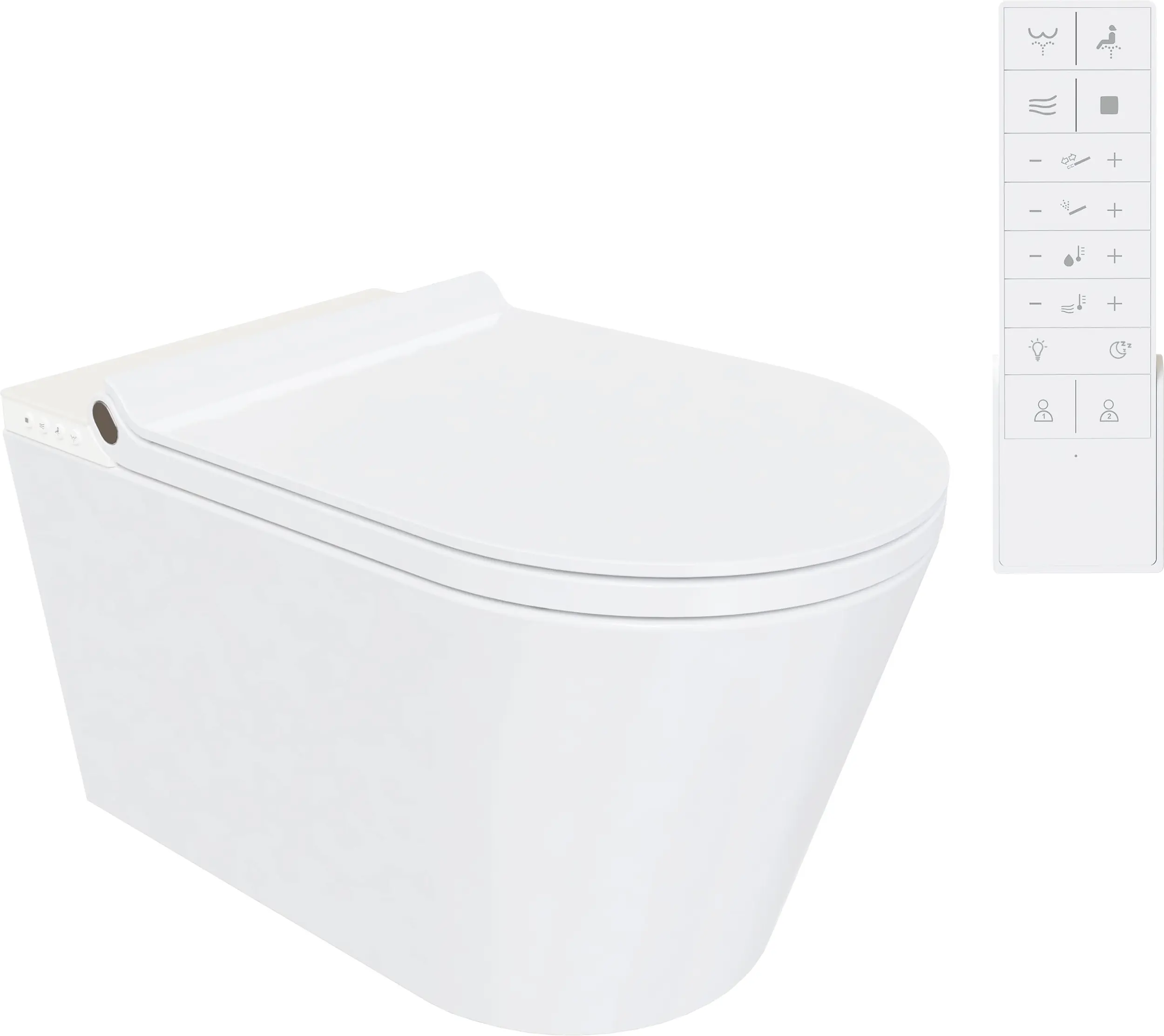 Adoomo Wand Dusch-WC spülrandlos Tiefspüler weiß inkl. WC Sitz