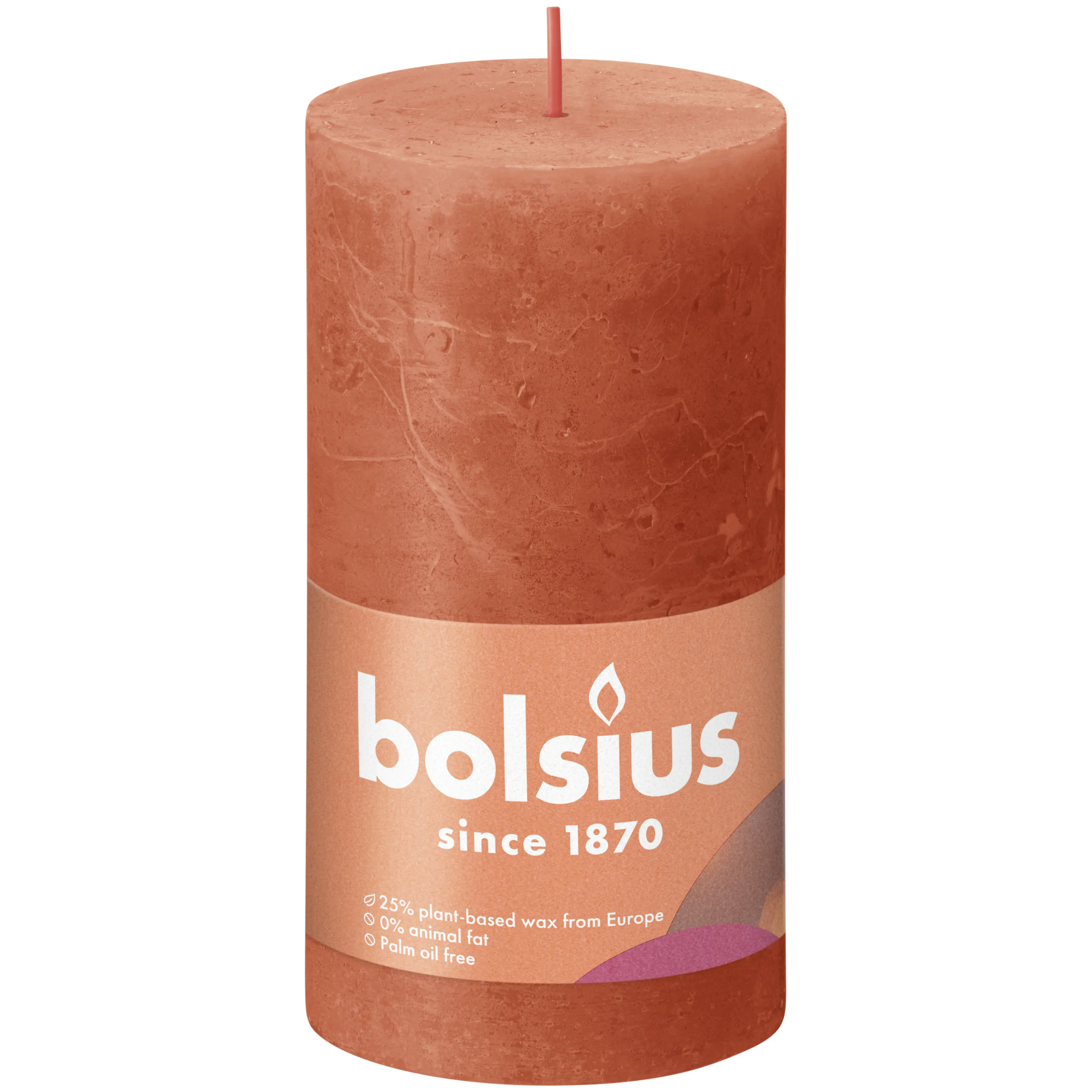 Bolsius Rustik Stumpenkerze herbstliches orange, Höhe: 13 cm, Ø 6,8 cm