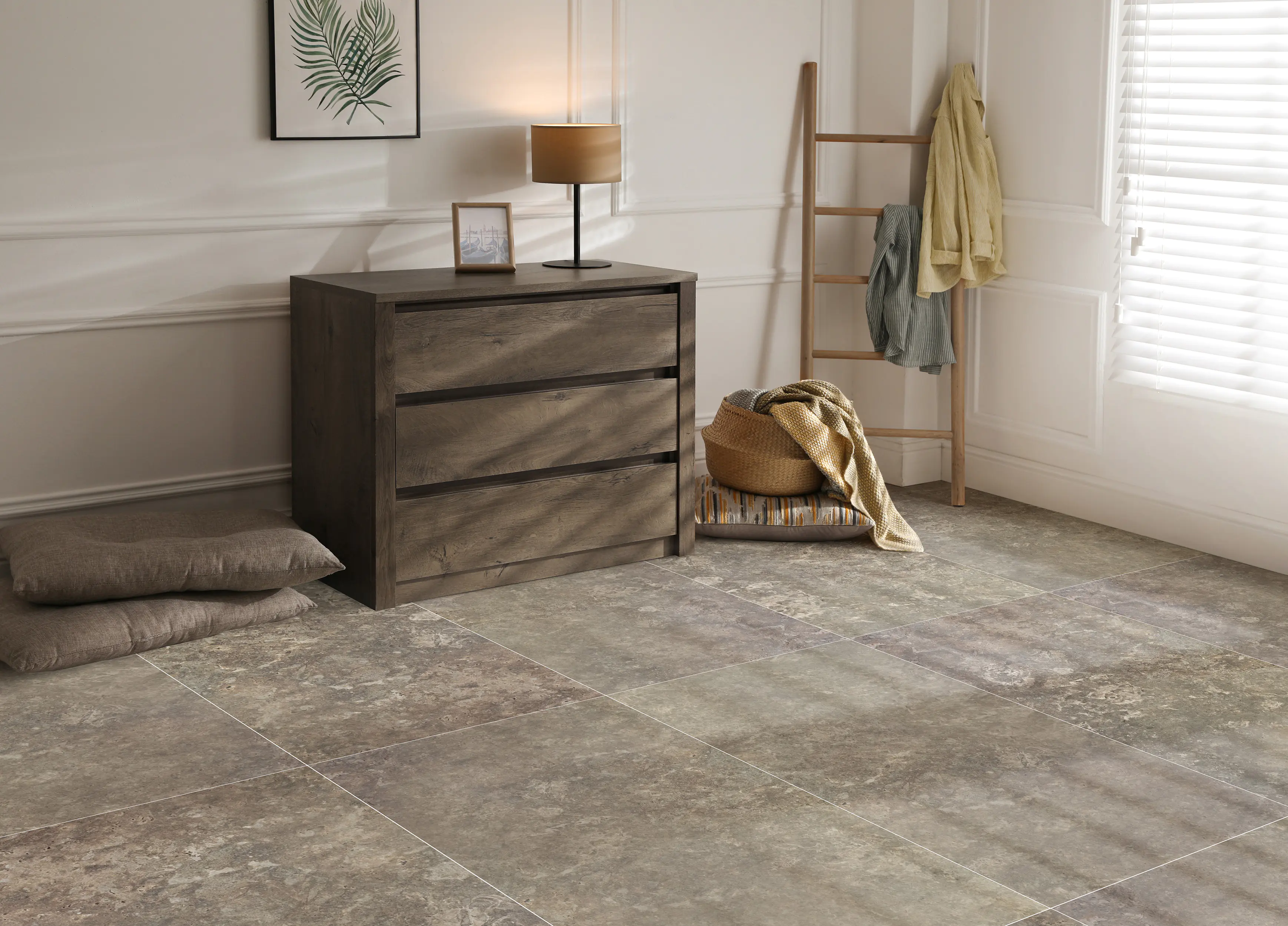 Bodenfliese Feinsteinzeug Travertino 60 x 120 cm cafe