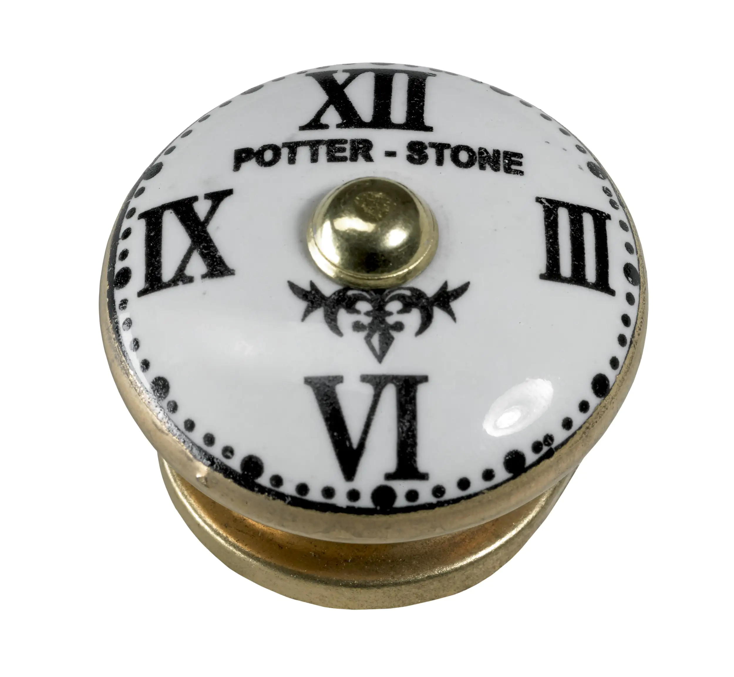 Hettich Möbelknopf Keramik weiß mit Uhr I Ø 38,0 mm - 1 Stück