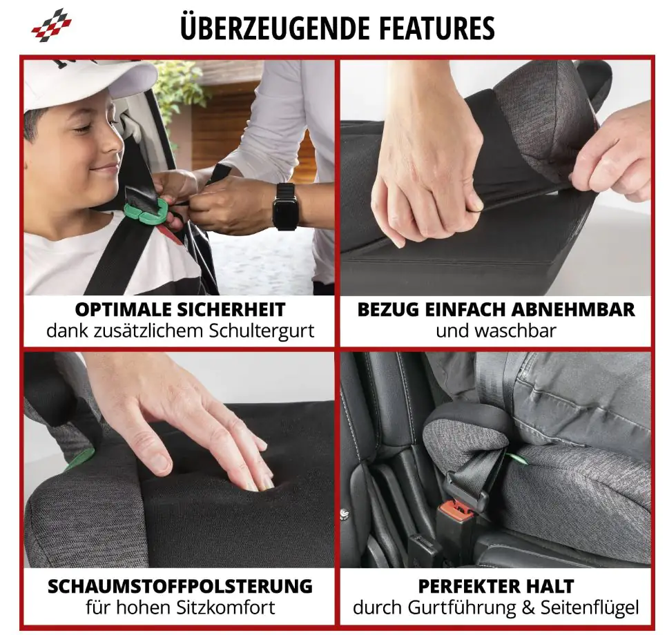 Walser Kindersitzerhöhung Raffi ECE R 129 geprüft grau/schwarz Walser Kindersitzerhöhung Raffi ECE R 129 geprüft grau/schwarz