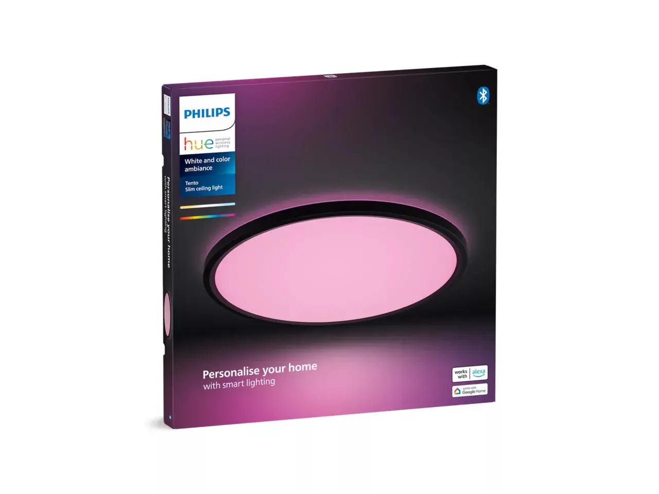 Philips Hue LED Deckenleuchte Tento + Bridge rund schwarz 43 x 3 cm RGB