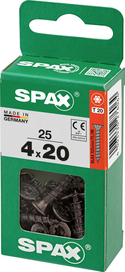 Spax Universalschrauben 4 x 20 mm T20 Vollgewinde - 25 Stk. 