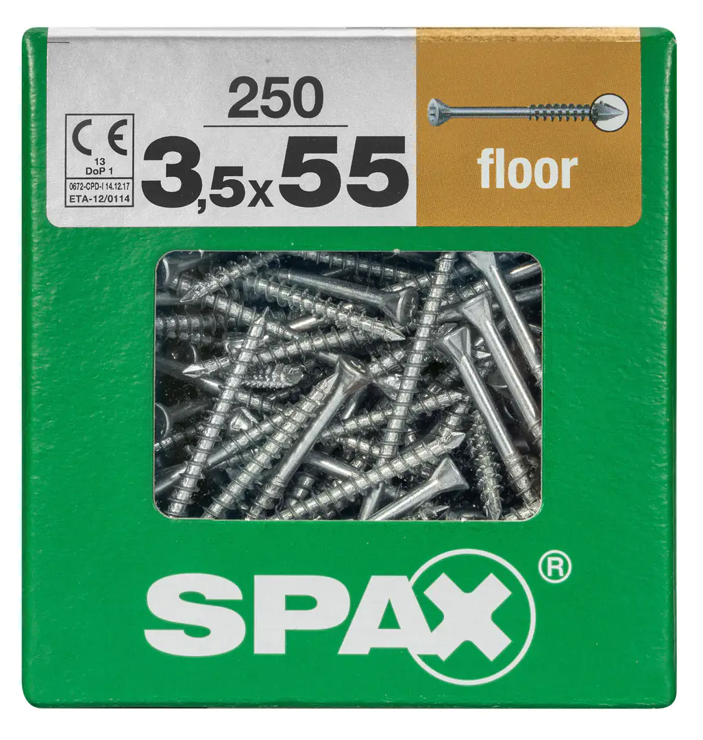 Spax Dielenschrauben 3.5 x 55 mm TX 10 - 250 Stk. Spax Dielenschrauben 3.5 x 55 mm TX 10 - 250 Stk.