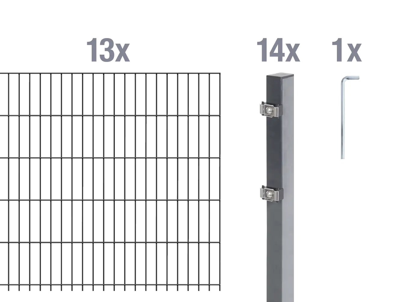 Alberts Doppelstabmatten-Grundset 26 m 200 x 160 cm 6/5/6 anthrazit