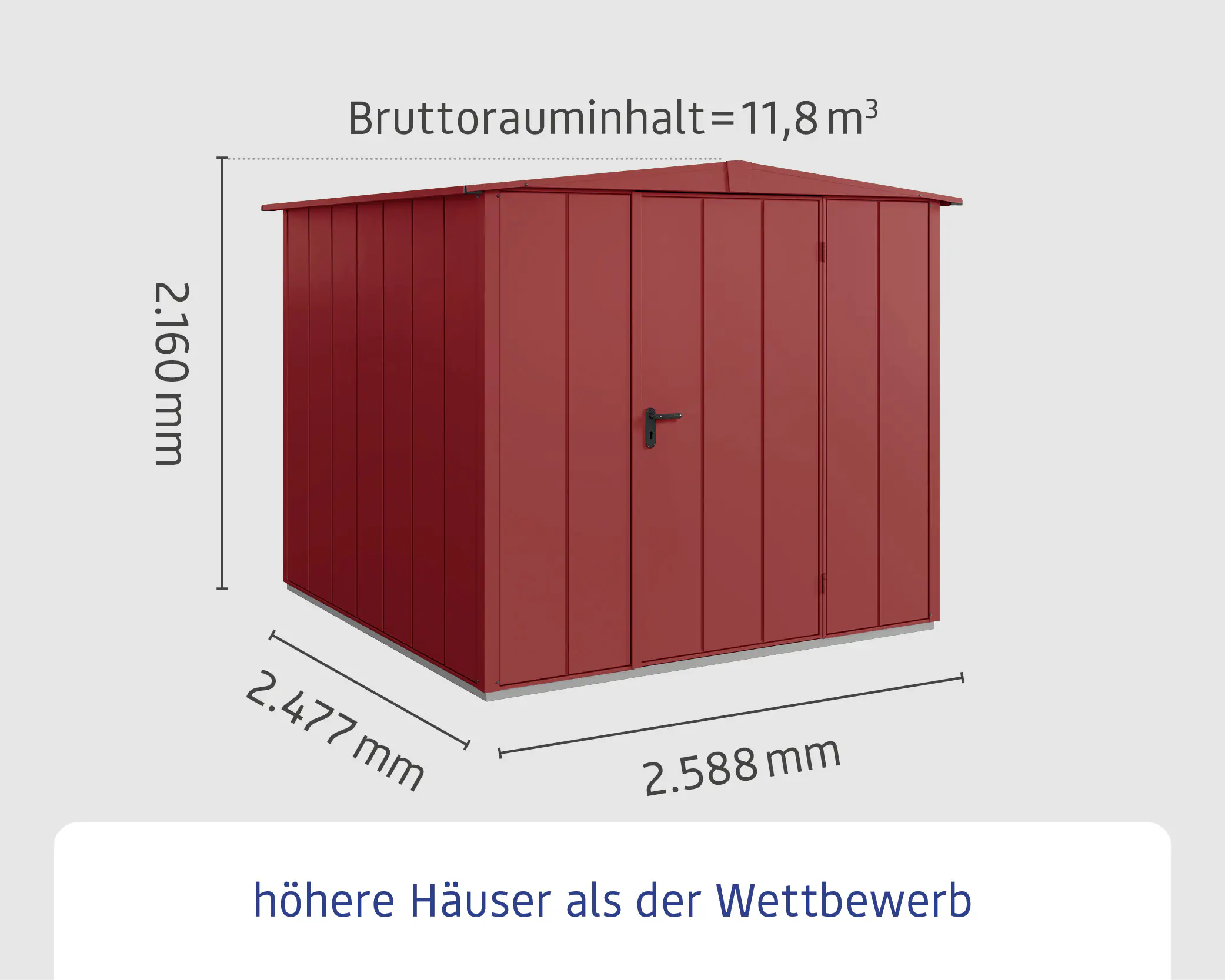 EcoStar Gerätehaus Elegant-S Typ 2 purpurrot 1 flg 258,8 x 247,7 x 216 cm