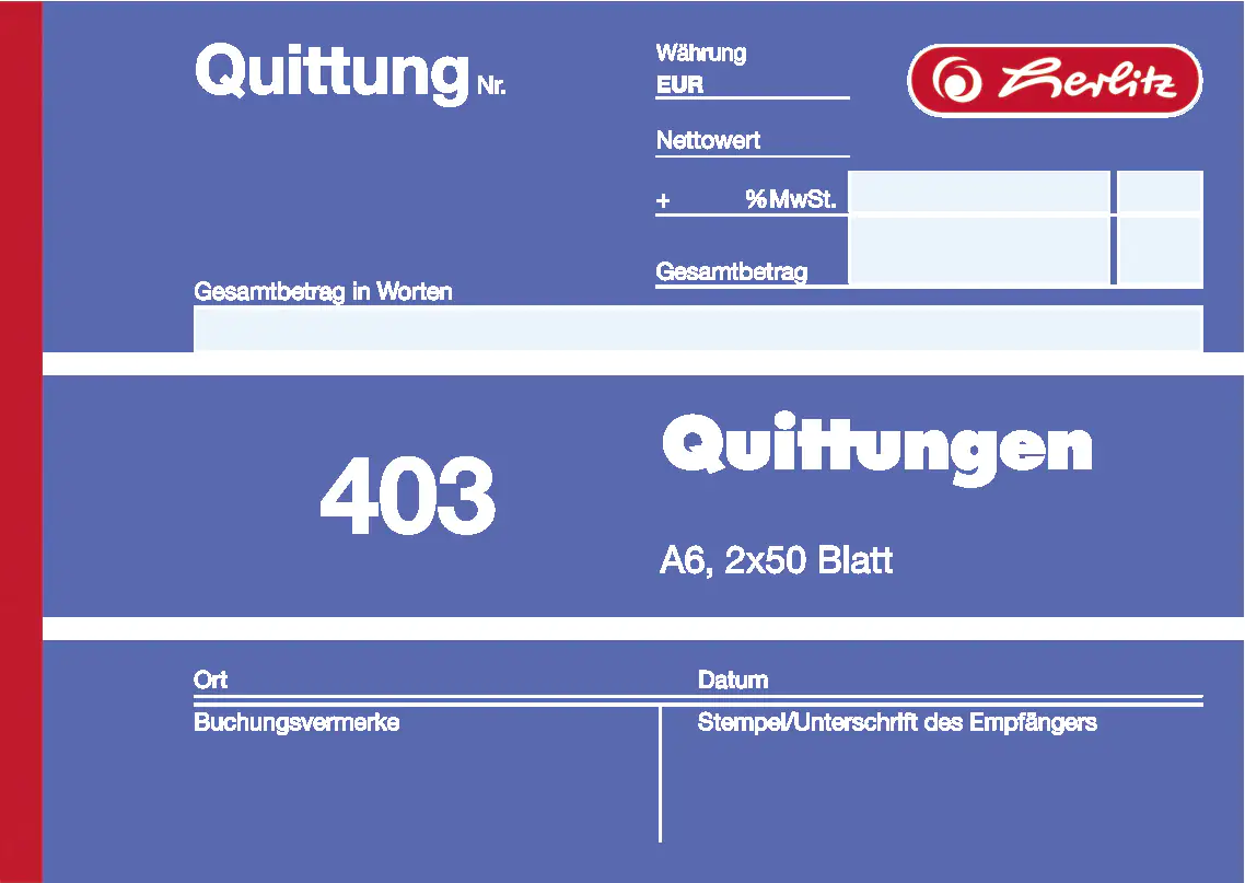 herlitz Quittungsblock A6 403 2 x 50 Blatt