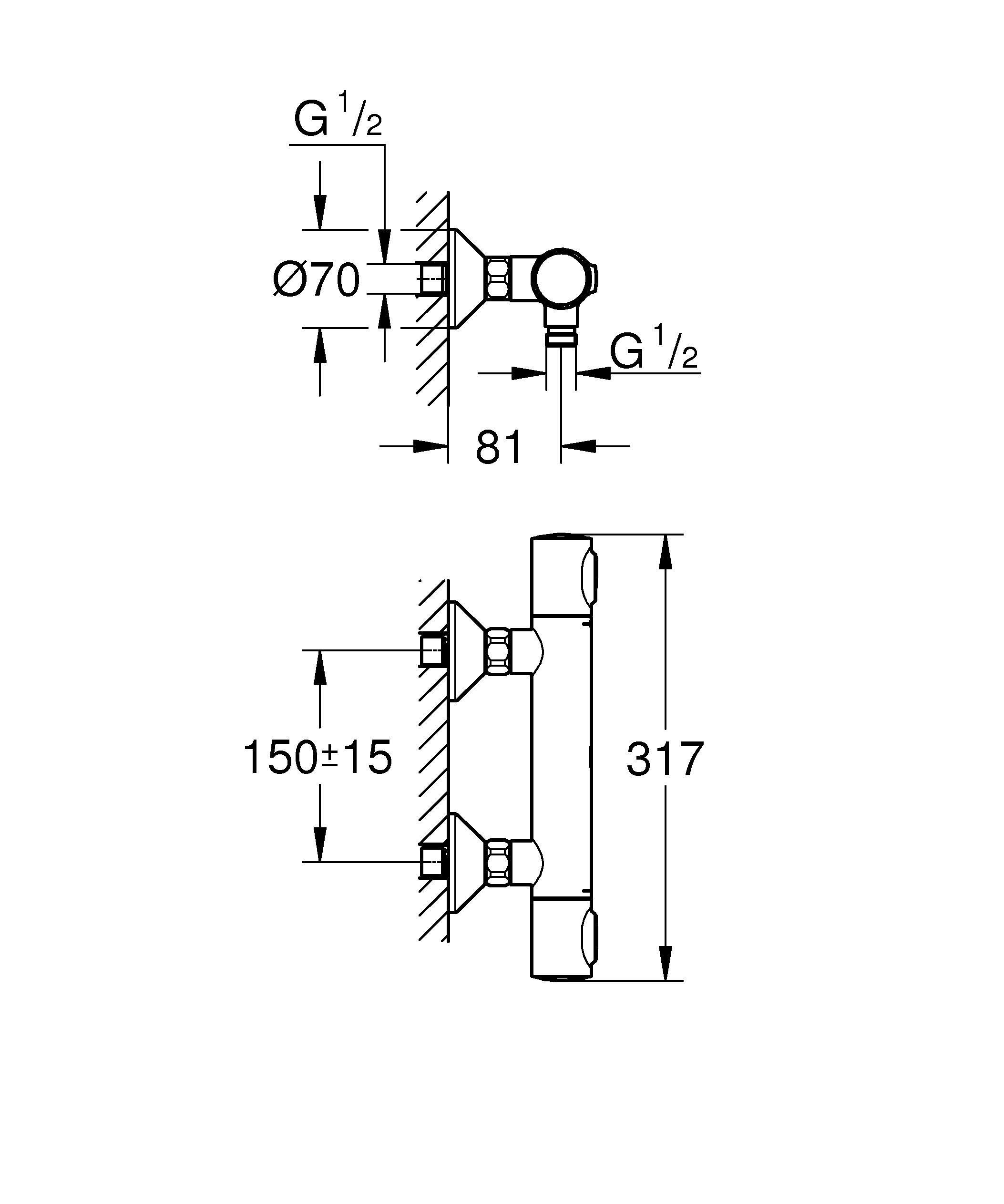 Grohe Brause-Thermostat Precision Flow verchromt Grohe Brause-Thermostat Precision Flow verchromt