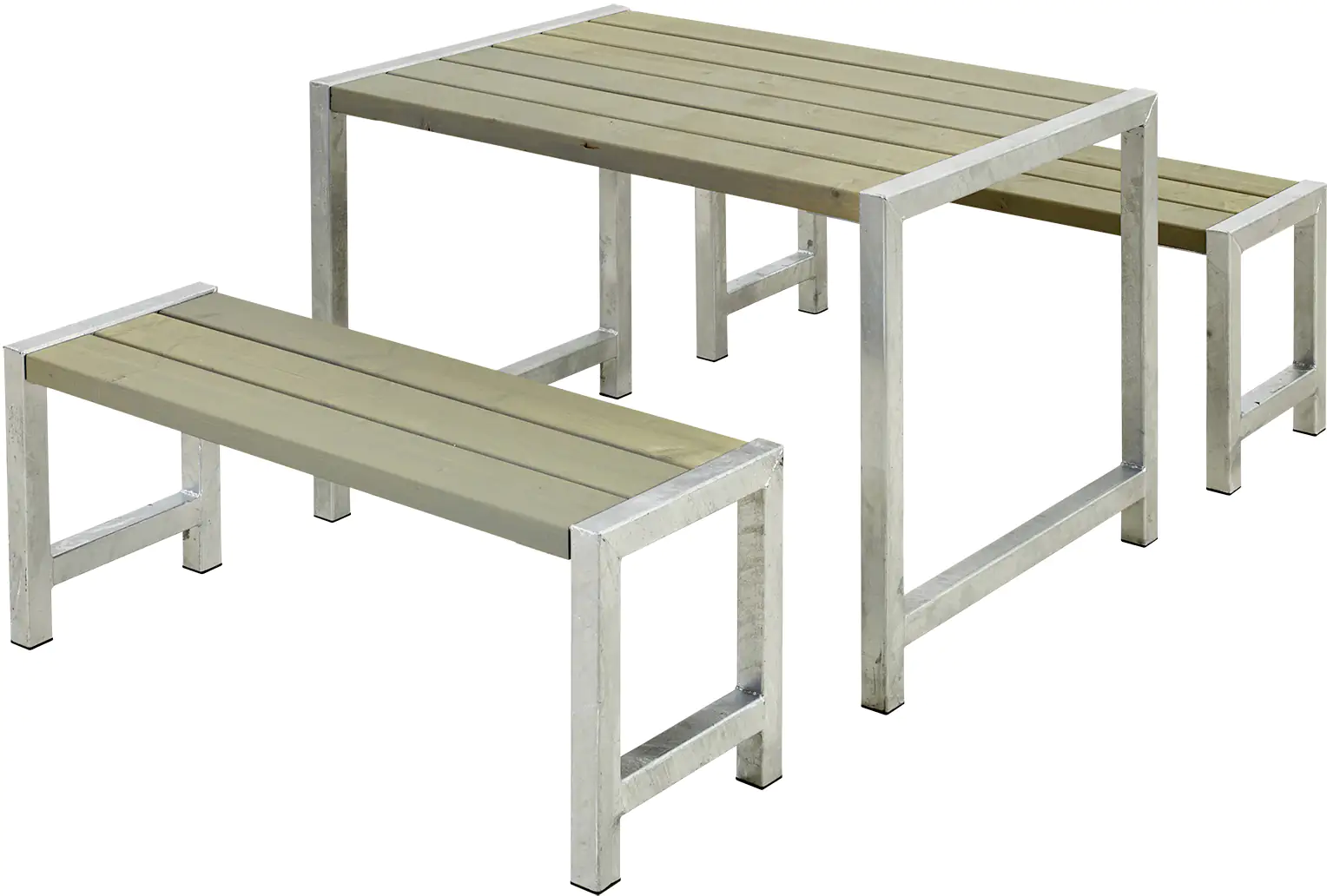 Plus Cafegarnitur Tisch und 2 Bänke Druckimpräg. RAL 7023 Graubraun