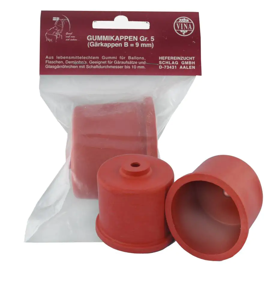 Gärkappe Gummi Gr.5 mit Loch Ø 59 mm 1 Stück, Ø 5,9 cm, 9 mm Bohrung