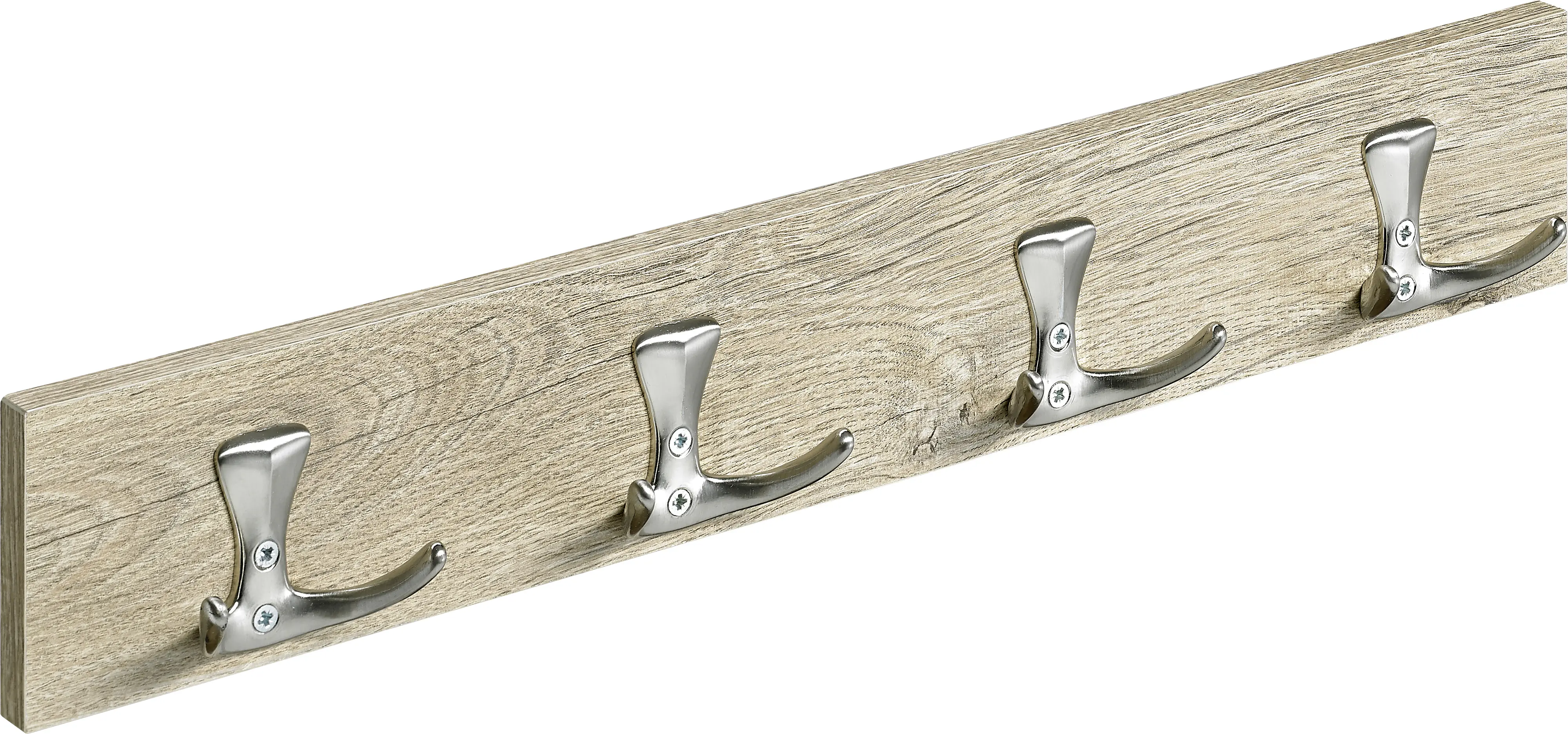 Hettich Garderobenleiste 4 Haken Holz 50 x 8 x 4,6 cm eiche-edelstahl optik Hettich Garderobenleiste 4 Haken Holz 50 x 8 x 4,6 cm eiche-edelstahl optik