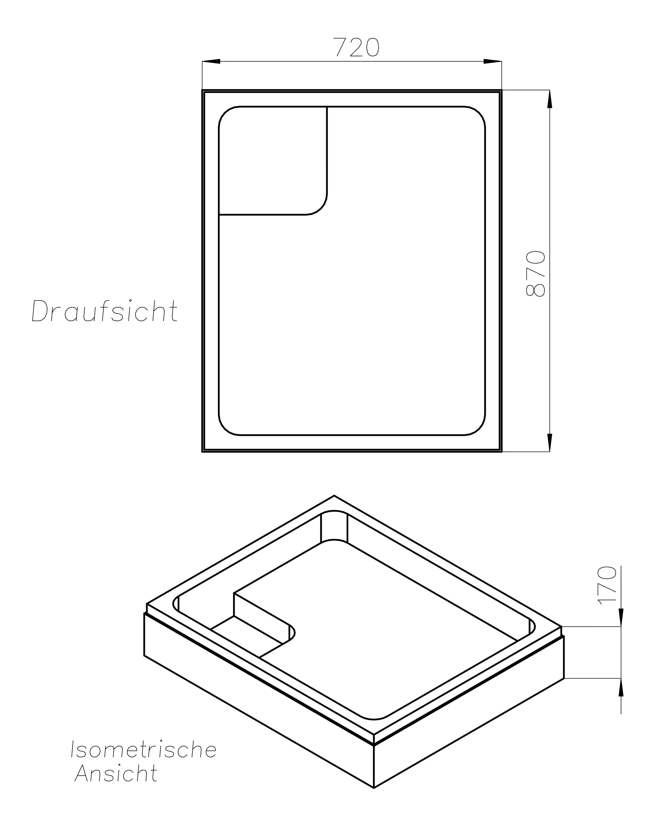 Ottofond Wannenträger Samos 870 x 720 mm