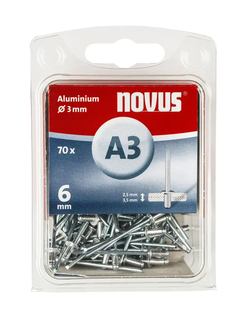 Novus Blindnieten Typ A3/6 Aluminium 70 Stück