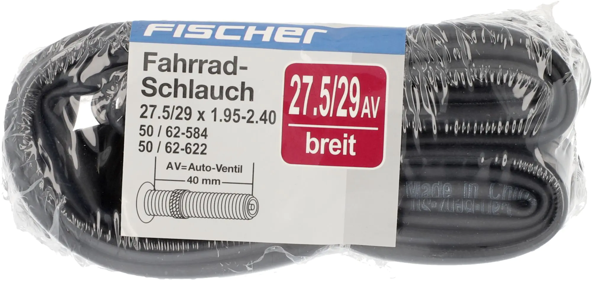 Fischer Fahrradschlauch (27,5/29 Zoll) 50-62/584/622 Autoventil schrumpf