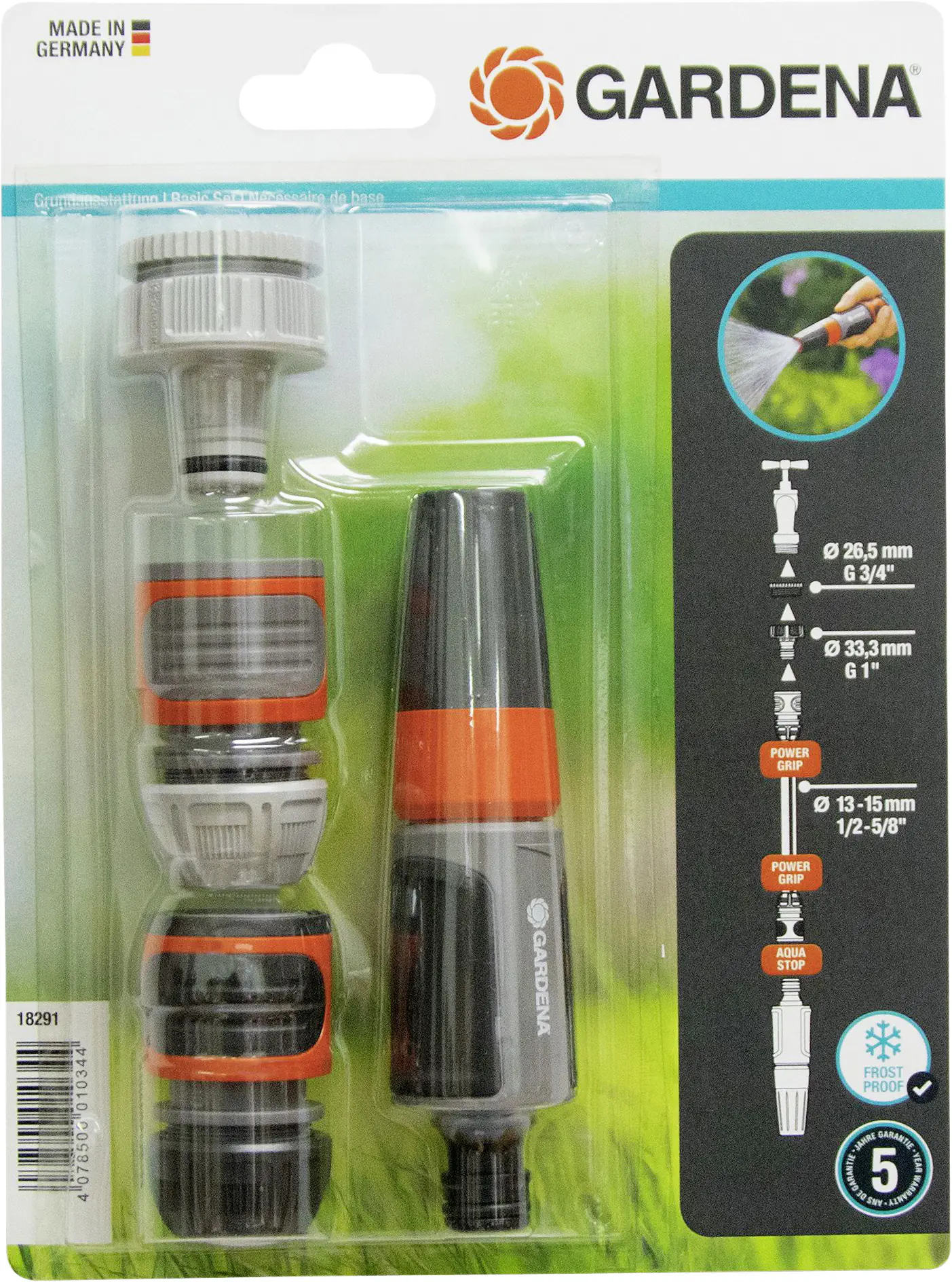 Gardena Grundausstattung Gartenspritze mit Anschluss-Set für 13 mm (1/2")