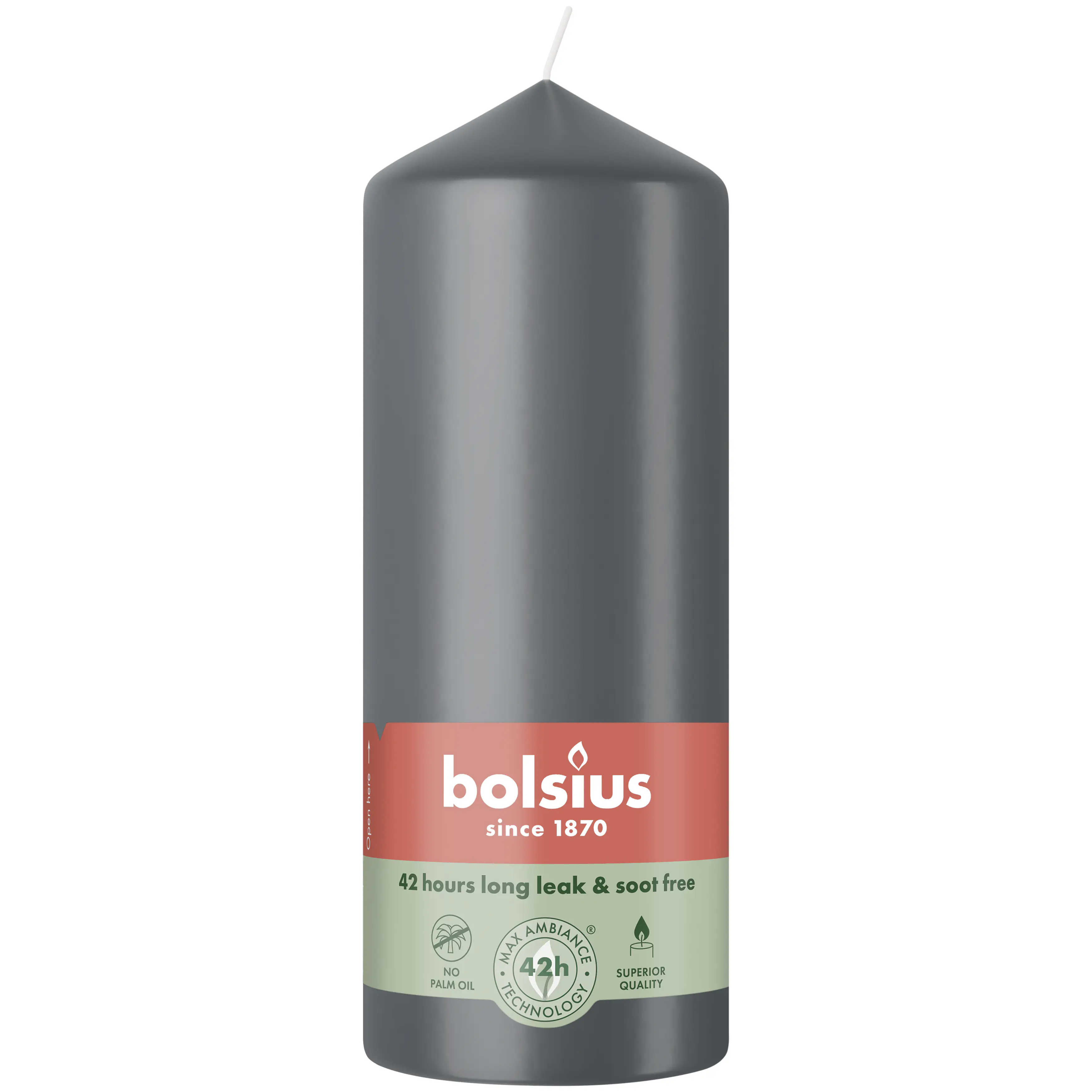 Bolsius Stumpenkerze grau 15 cm Ø 5,8 cm 