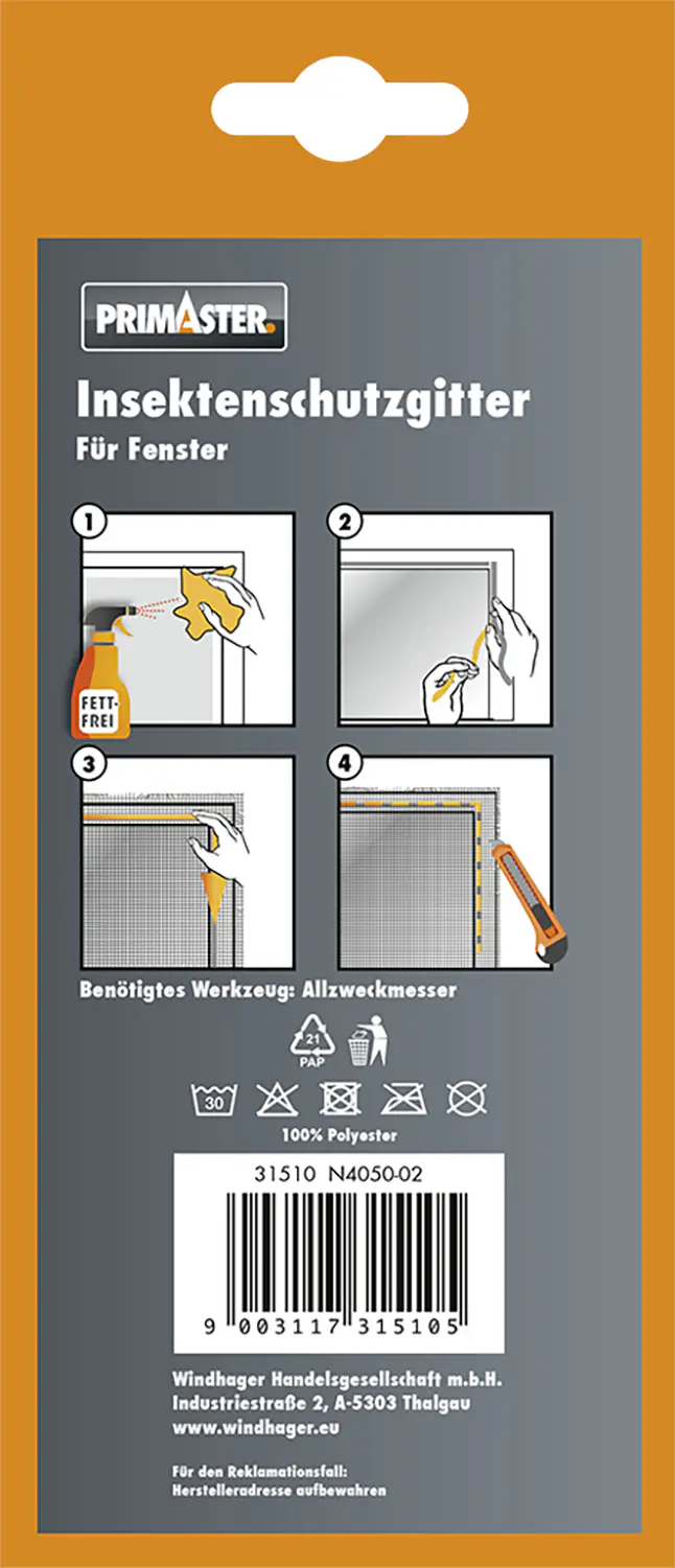 Primaster Fliegengitter 130 x 150 cm anthrazit kürzbar