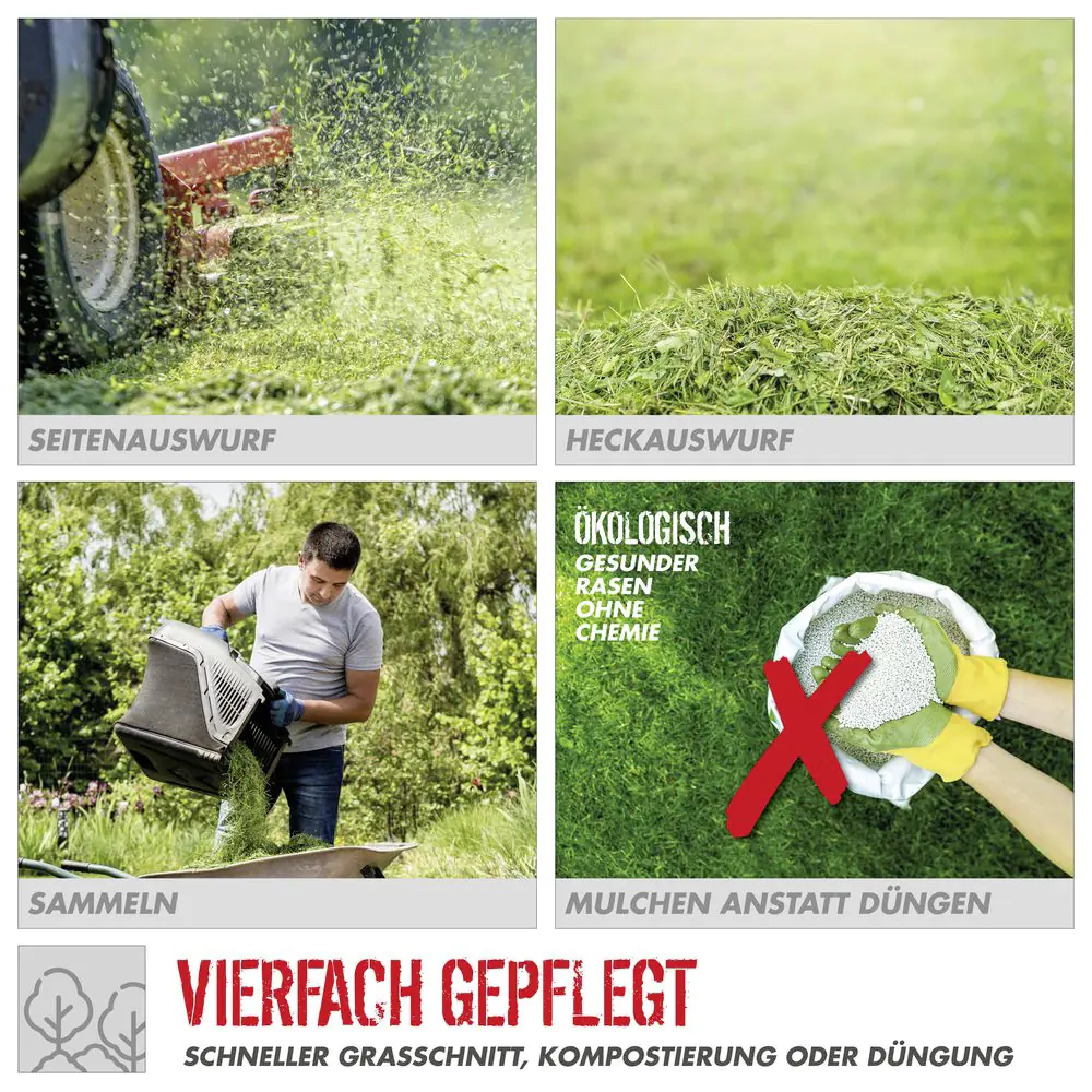 Güde Benzin Rasenmäher Eco Wheeler 464.4 R LI-ES 2,3 kW 46 cm Schnittbreite mit Mulchkeil