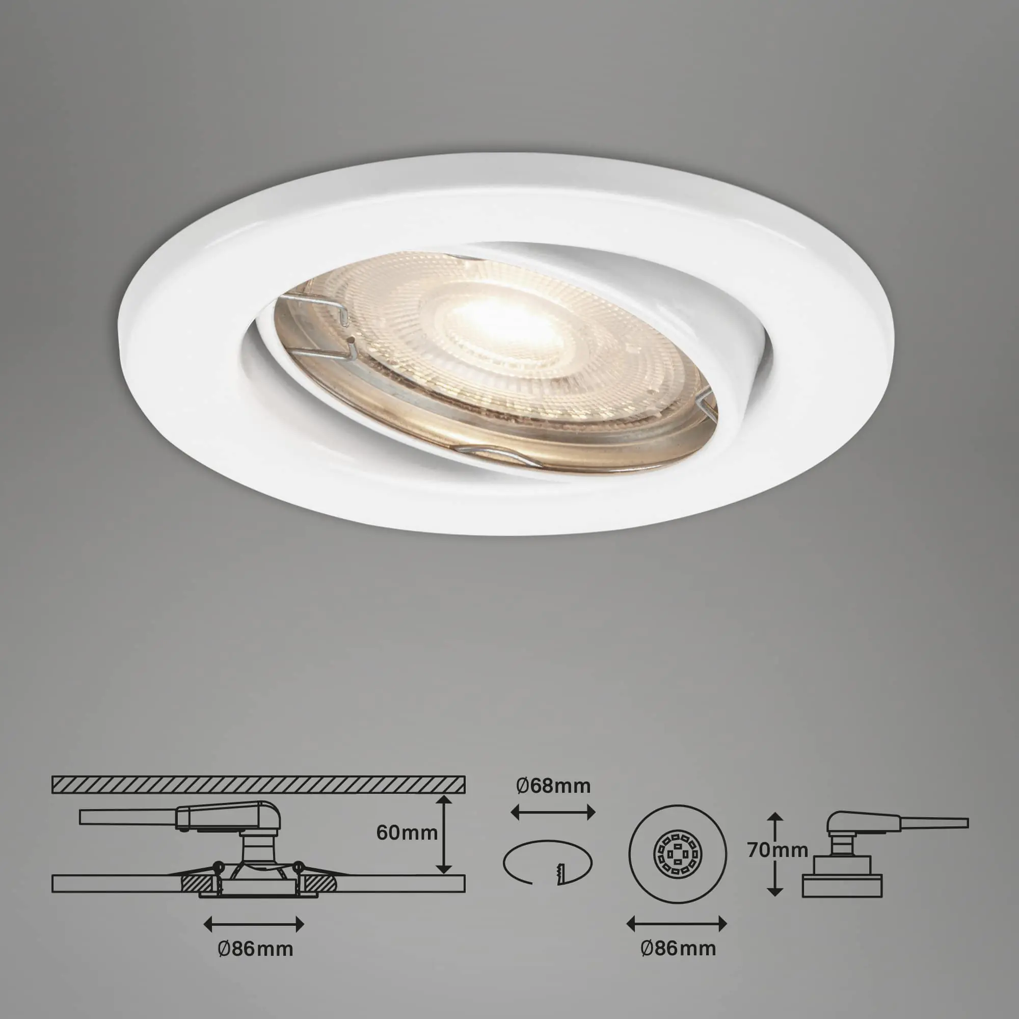 Di-Ka LED Einbauleuchte Sten 3er Set weiß Ø 8,6 cm GU10, warmweiß Di-Ka LED Einbauleuchte Sten 3er Set weiß Ø 8,6 cm GU10, warmweiß